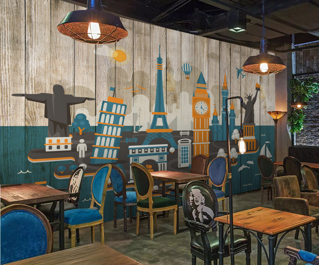 3D Clock Tower WG396 Wall Murals