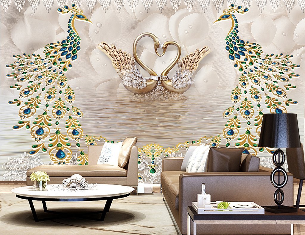 3D Two Peacocks 472 Wall Murals Wallpaper AJ Wallpaper 2 
