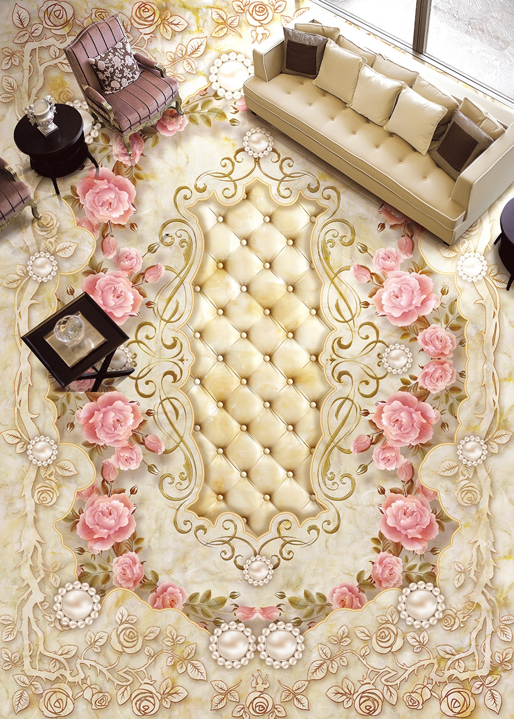 3D Flower Pearl WG192 Floor Mural Wallpaper AJ Wallpaper 2 