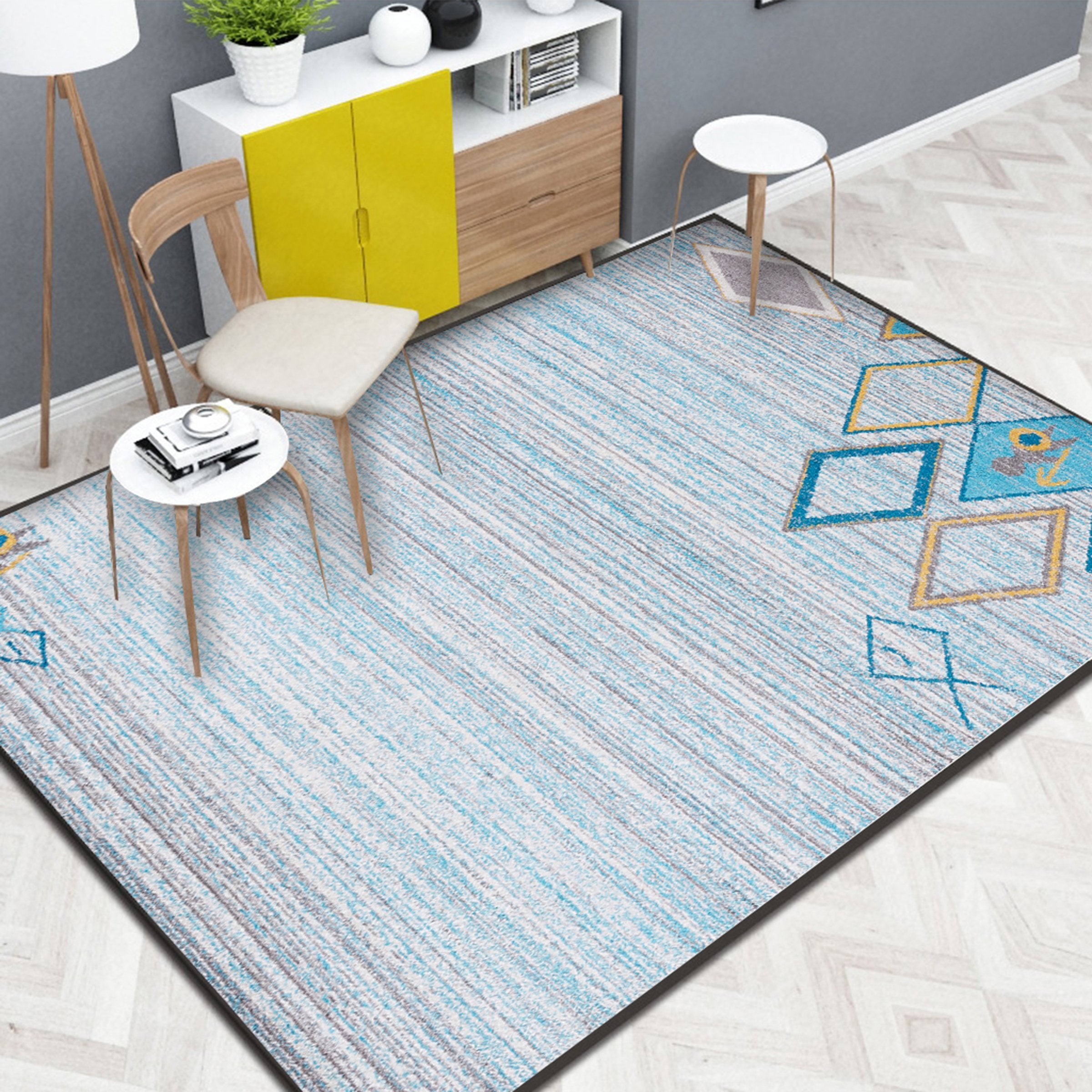 3D Light Blue Diamond WG058 Non Slip Rug Mat Mat AJ Creativity Home 