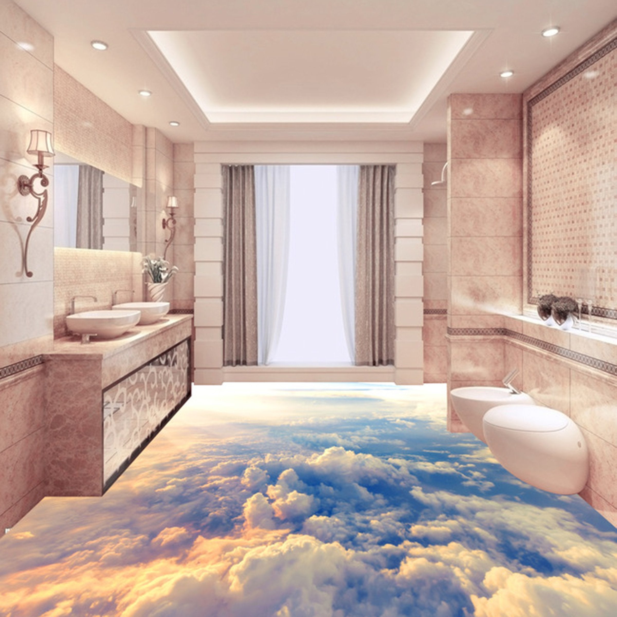 3D Sunlight White Clouds WG270 Floor Mural Wallpaper AJ Wallpaper 2 