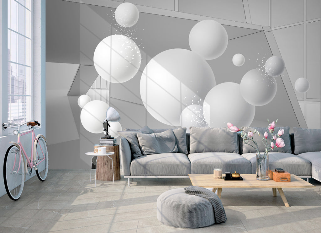3D White Ball WG383 Wall Murals