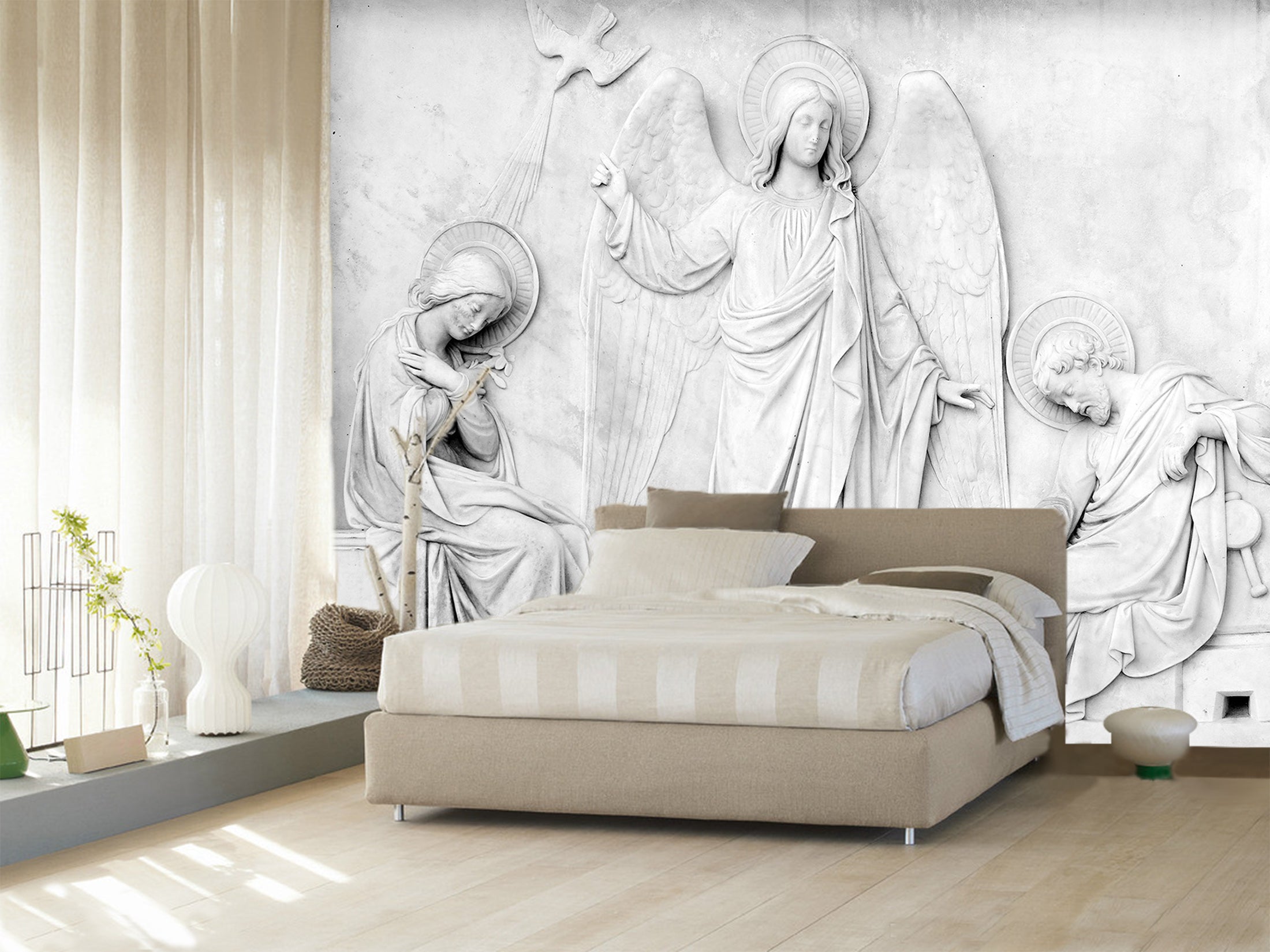 3D Carving Angel 1596 Wall Murals