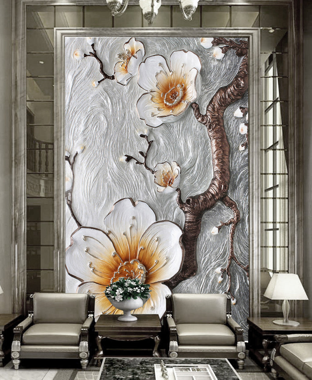 3D Embossed Flower WG059 Wall Murals