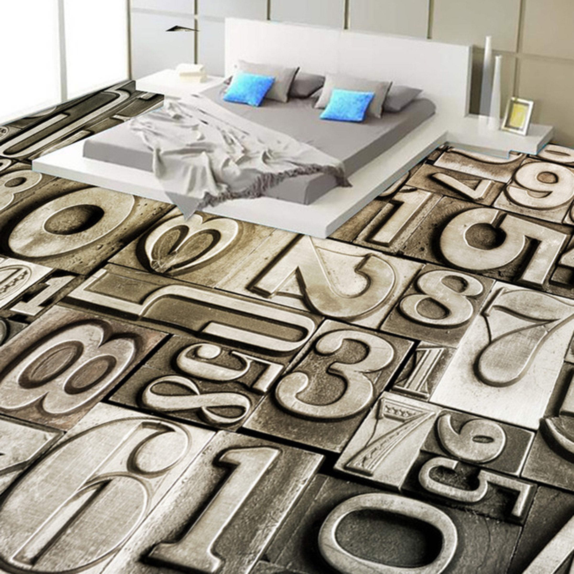 3D Arabic Numerals WG144 Floor Mural Wallpaper AJ Wallpaper 2 