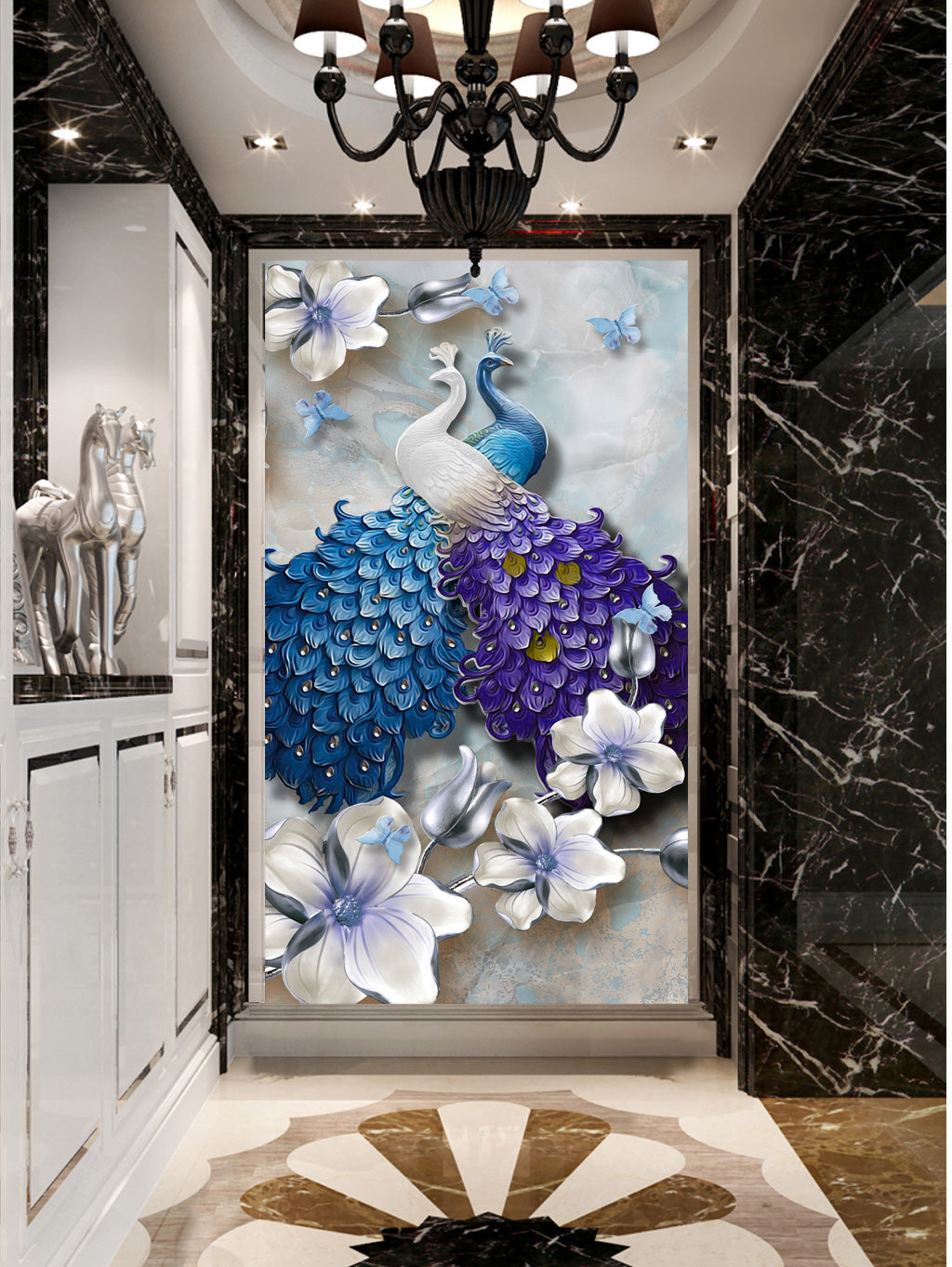 3D Purple Peacock WG061 Wall Murals