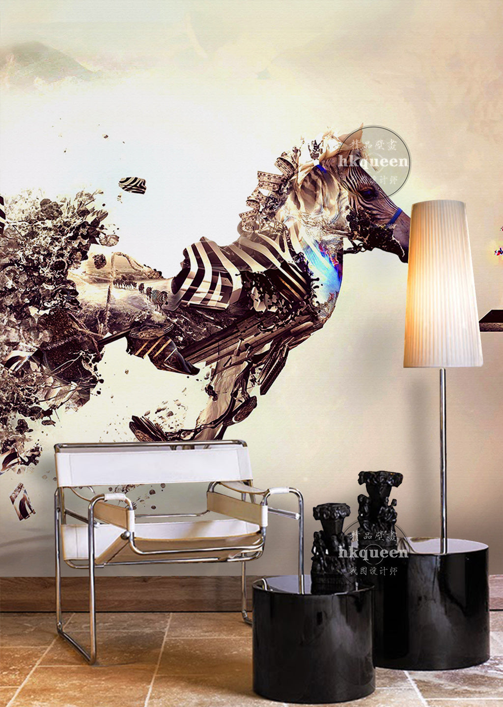 3D Zebra Running WG064 Wall Murals