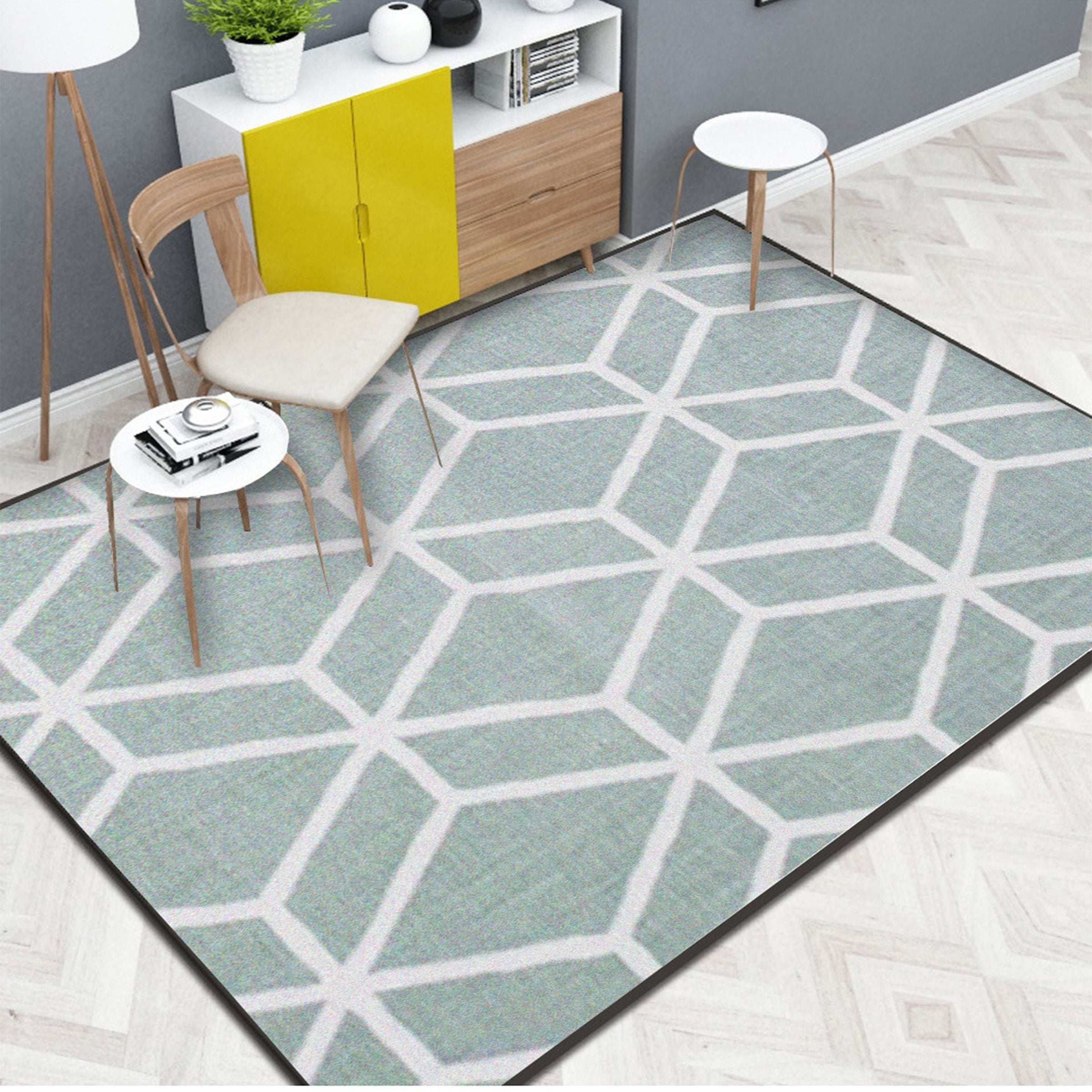 3D Light Green Geometry WG171 Non Slip Rug Mat Mat AJ Creativity Home 