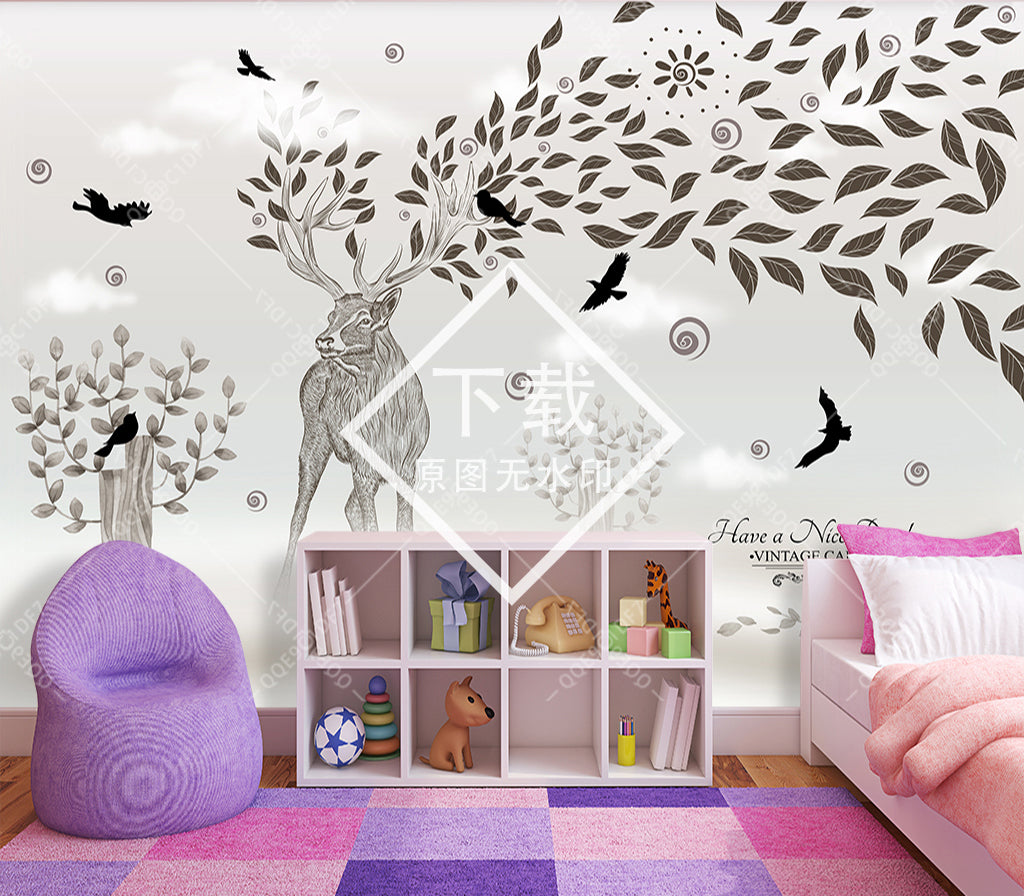 3D Leaf Deer WG152 Wall Murals