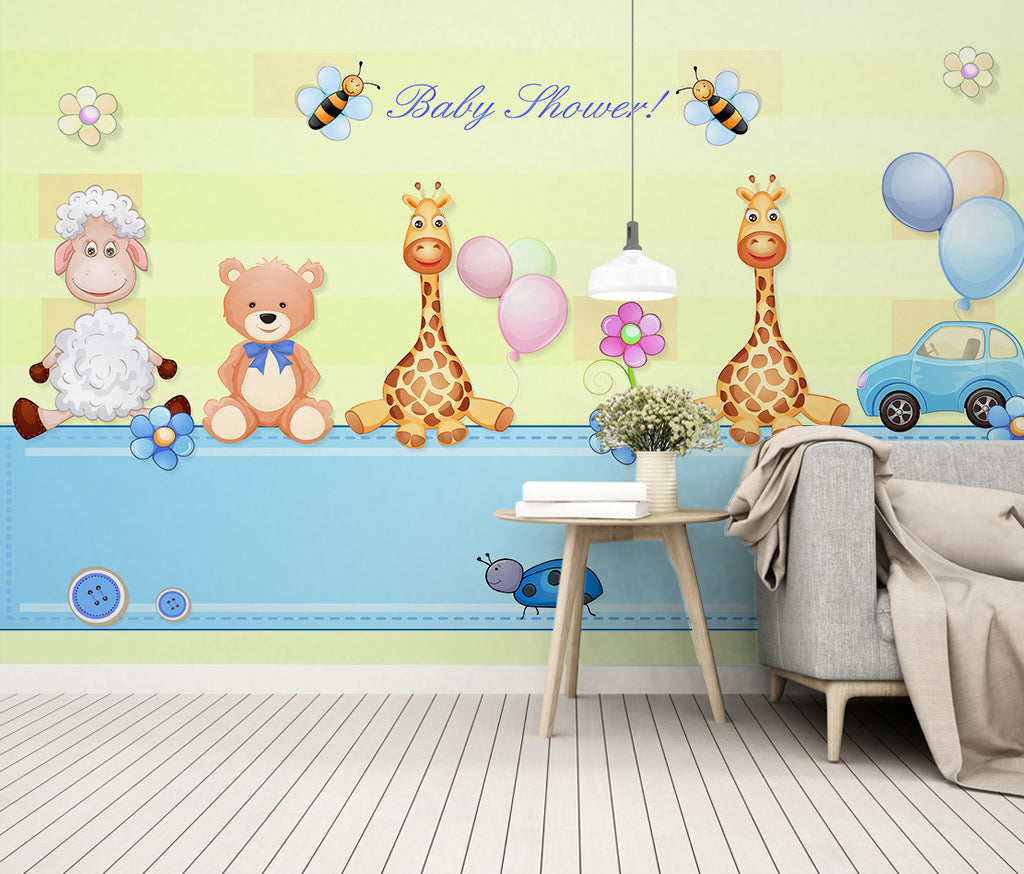 3D Giraffe Sheep WG434 Wall Murals