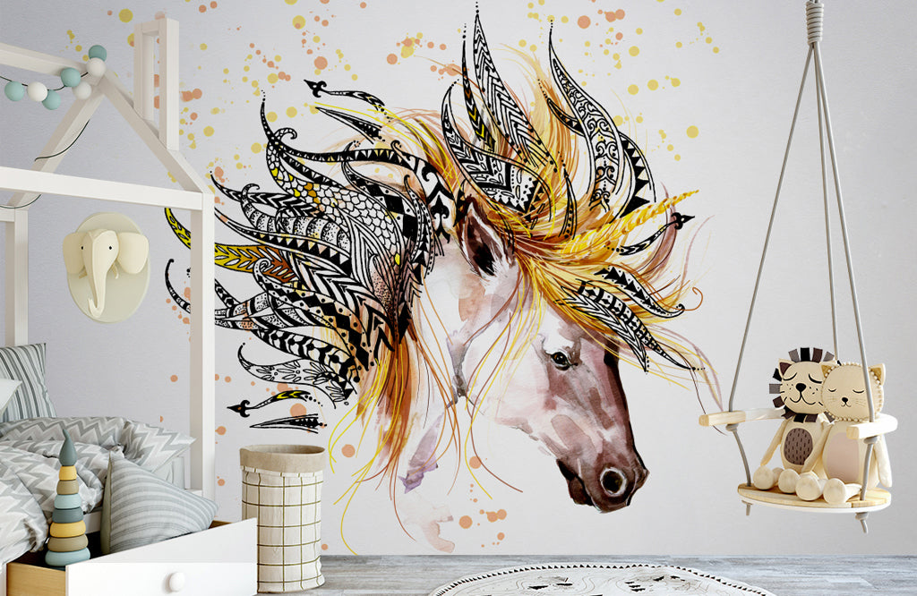 3D Feather Horse WG139 Wall Murals