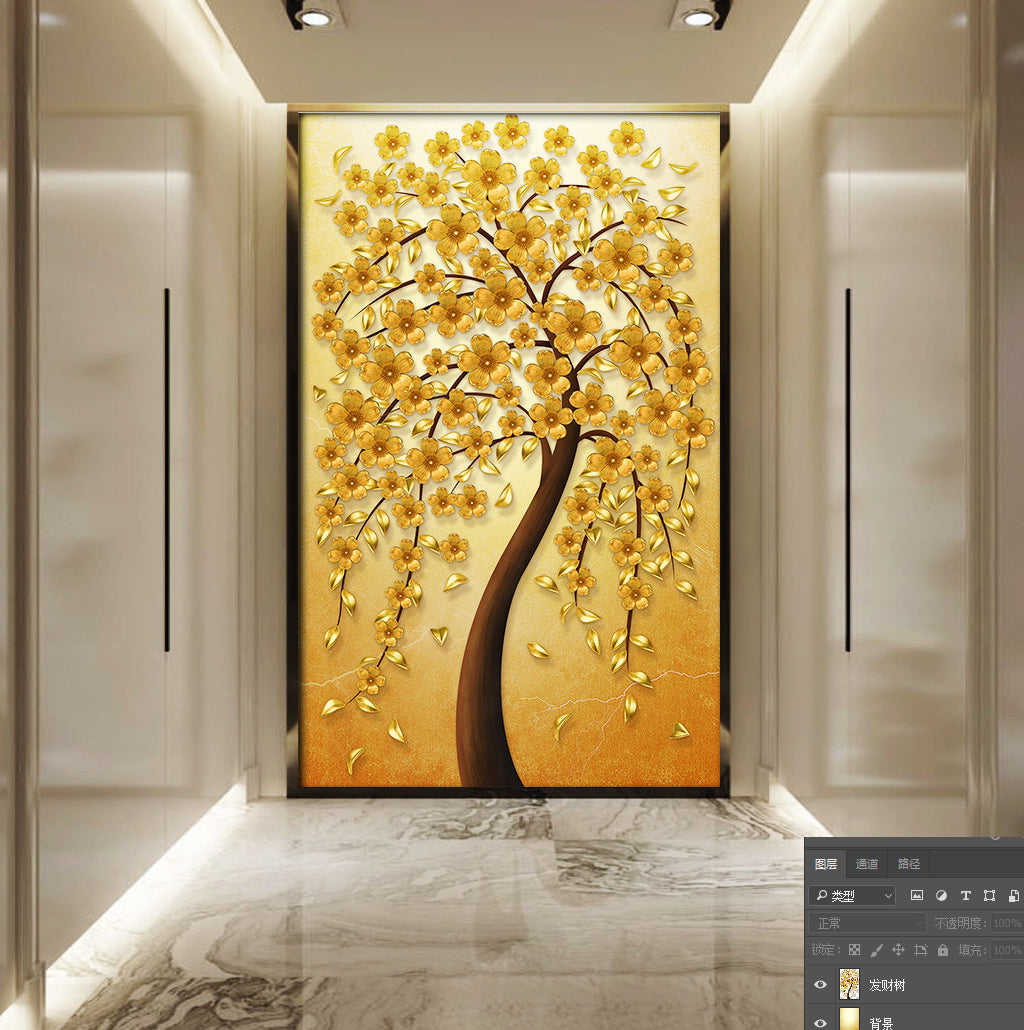 3D Golden Flower WG063 Wall Murals