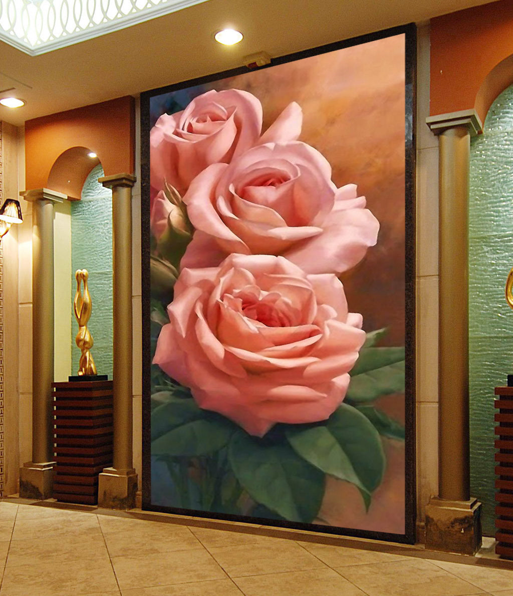 3D Pink Rose WG058 Wall Murals