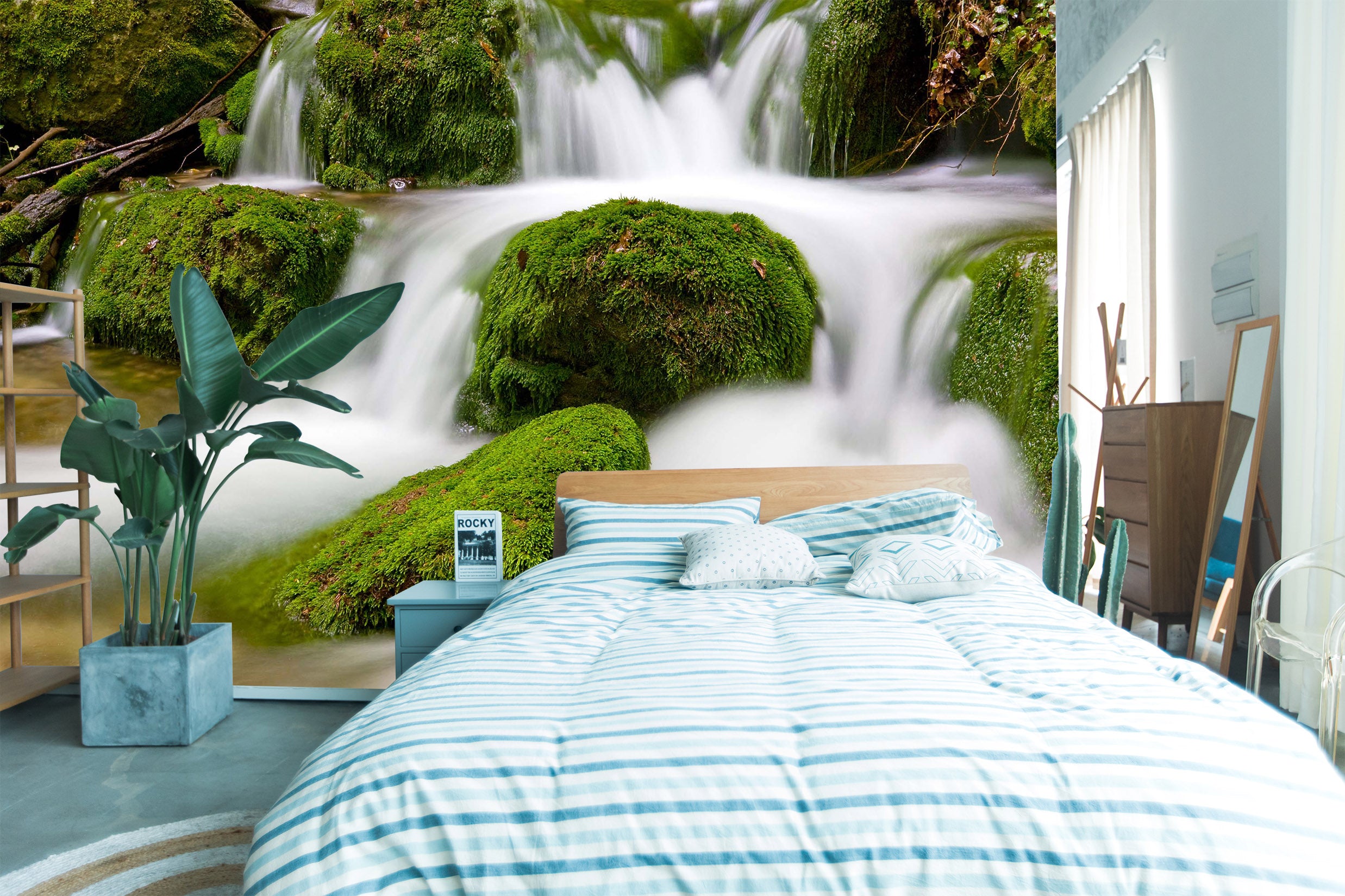 3D Waterfall Stones 1722 Wall Murals