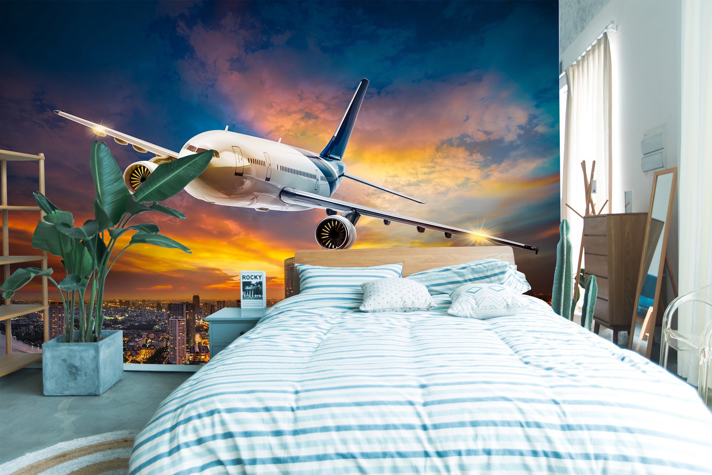 3D Dusk Plane 272 Vehicle Wall Murals