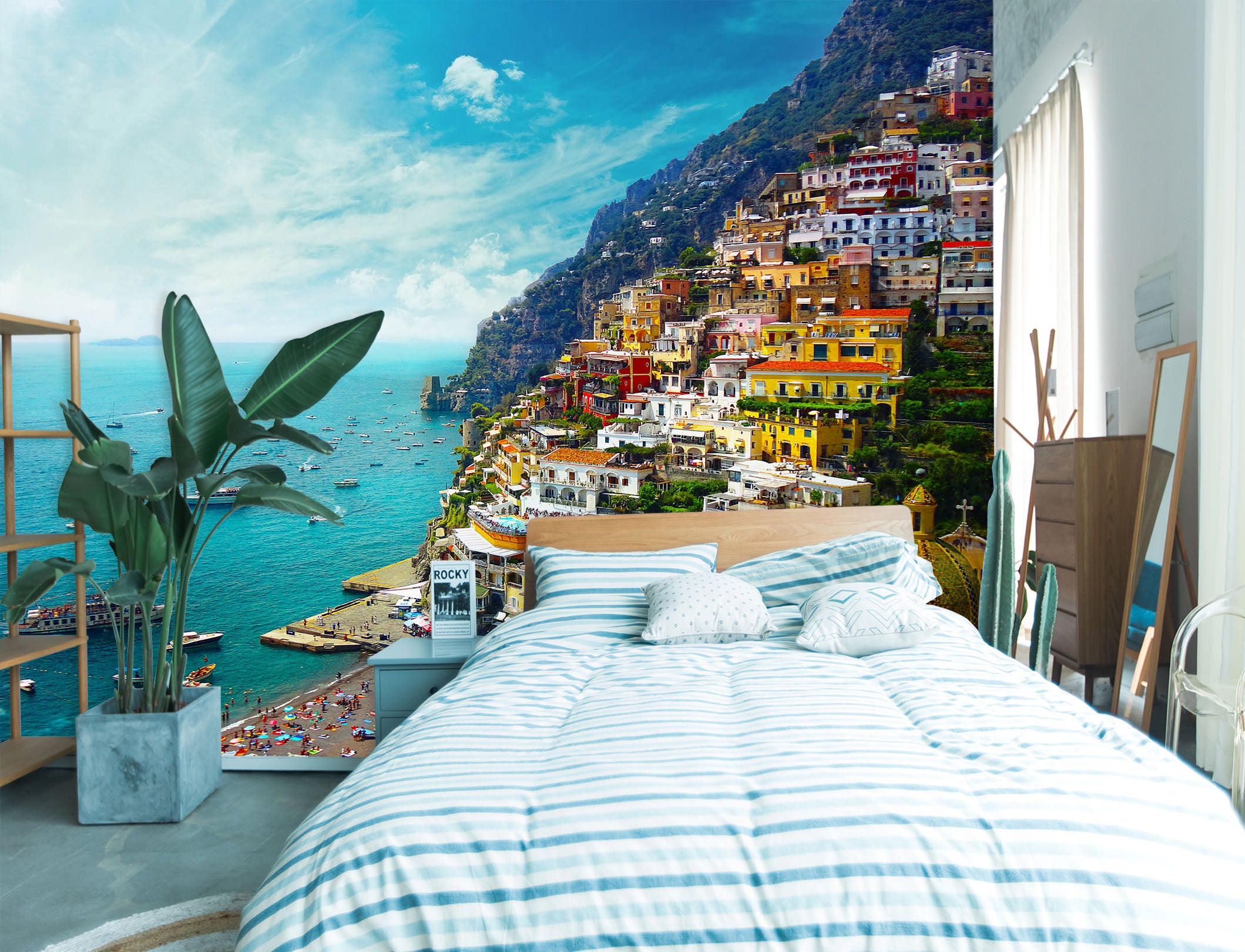 3D Houses Hill Sea 57211 Wall Murals