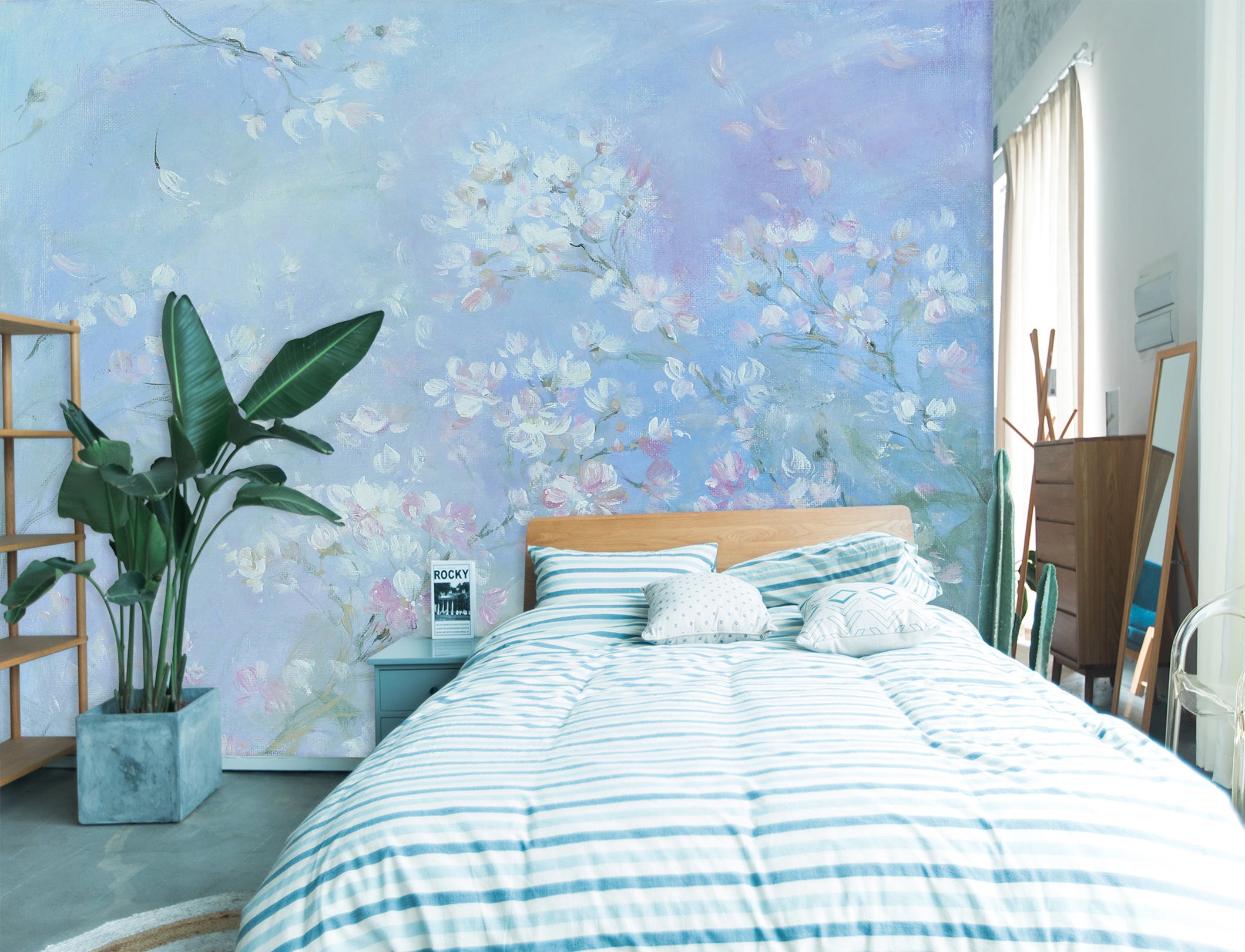 3D White Floral 3183 Debi Coules Wall Mural Wall Murals