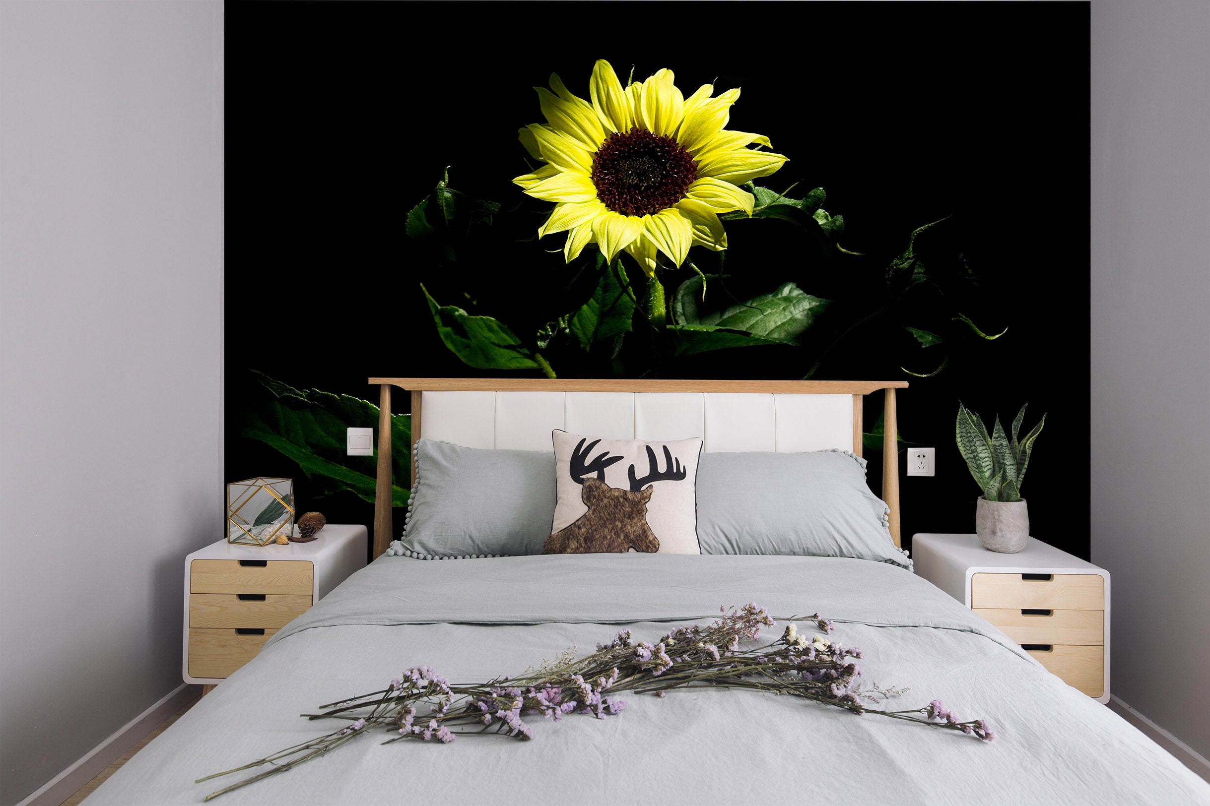 3D Dark Sunflower 125 Kathy Barefield Wall Mural Wall Murals