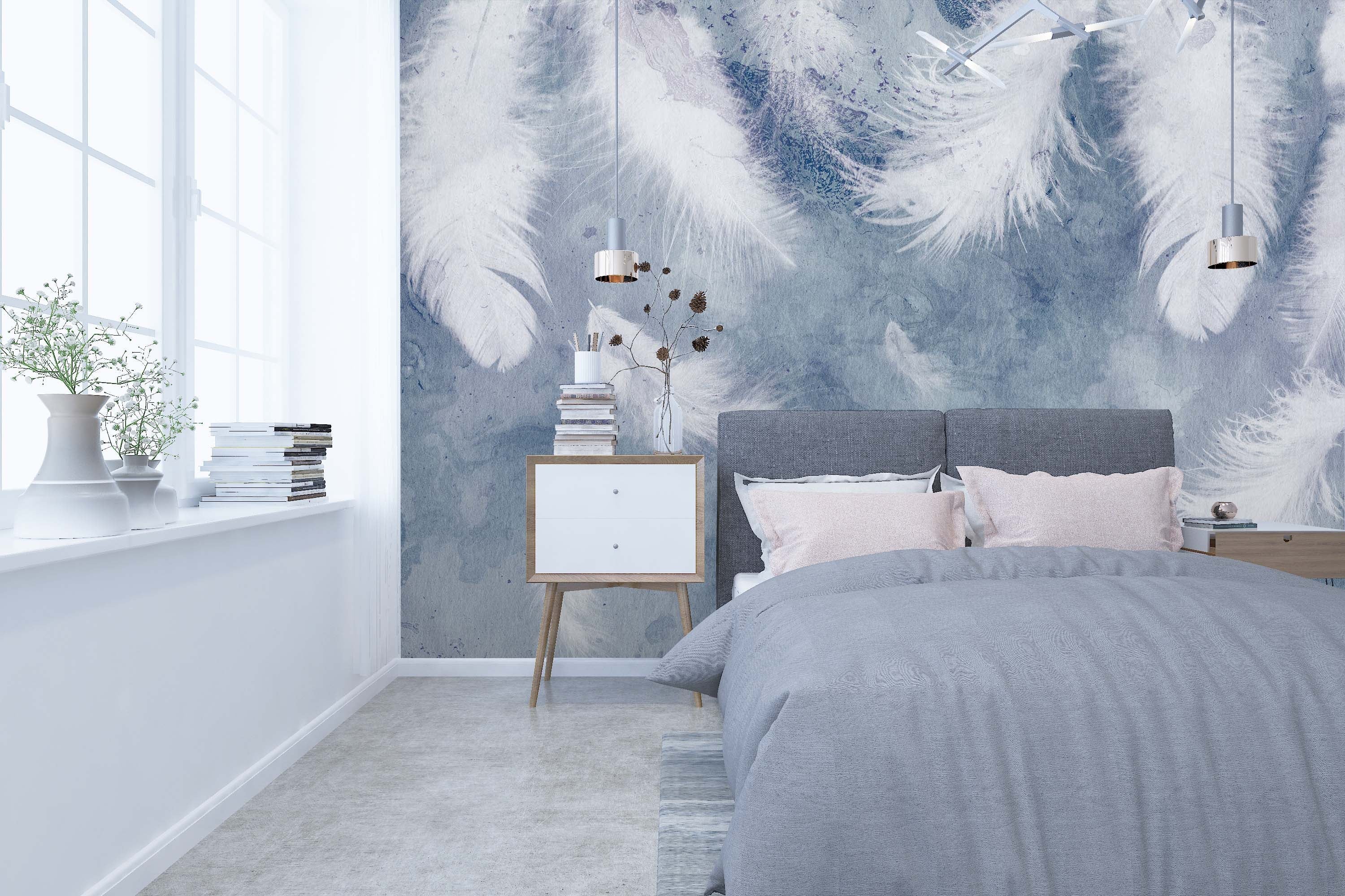 3D White Feather 115 Wall Murals Wallpaper AJ Wallpaper 2 