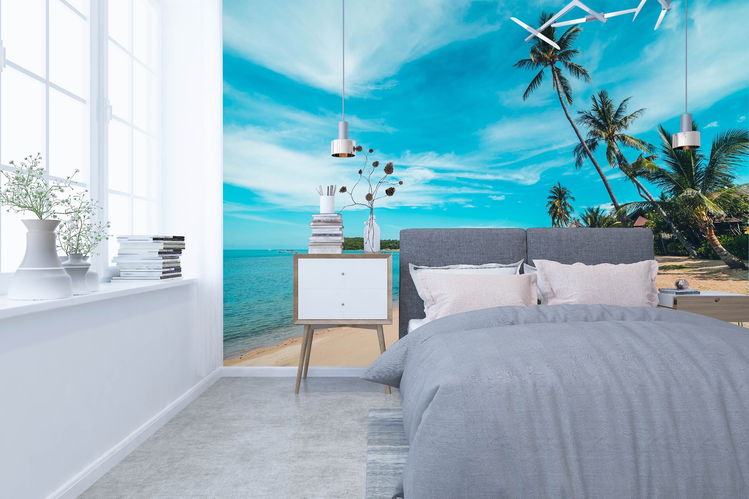 3D Blue Sky Beach 103 Wall Murals