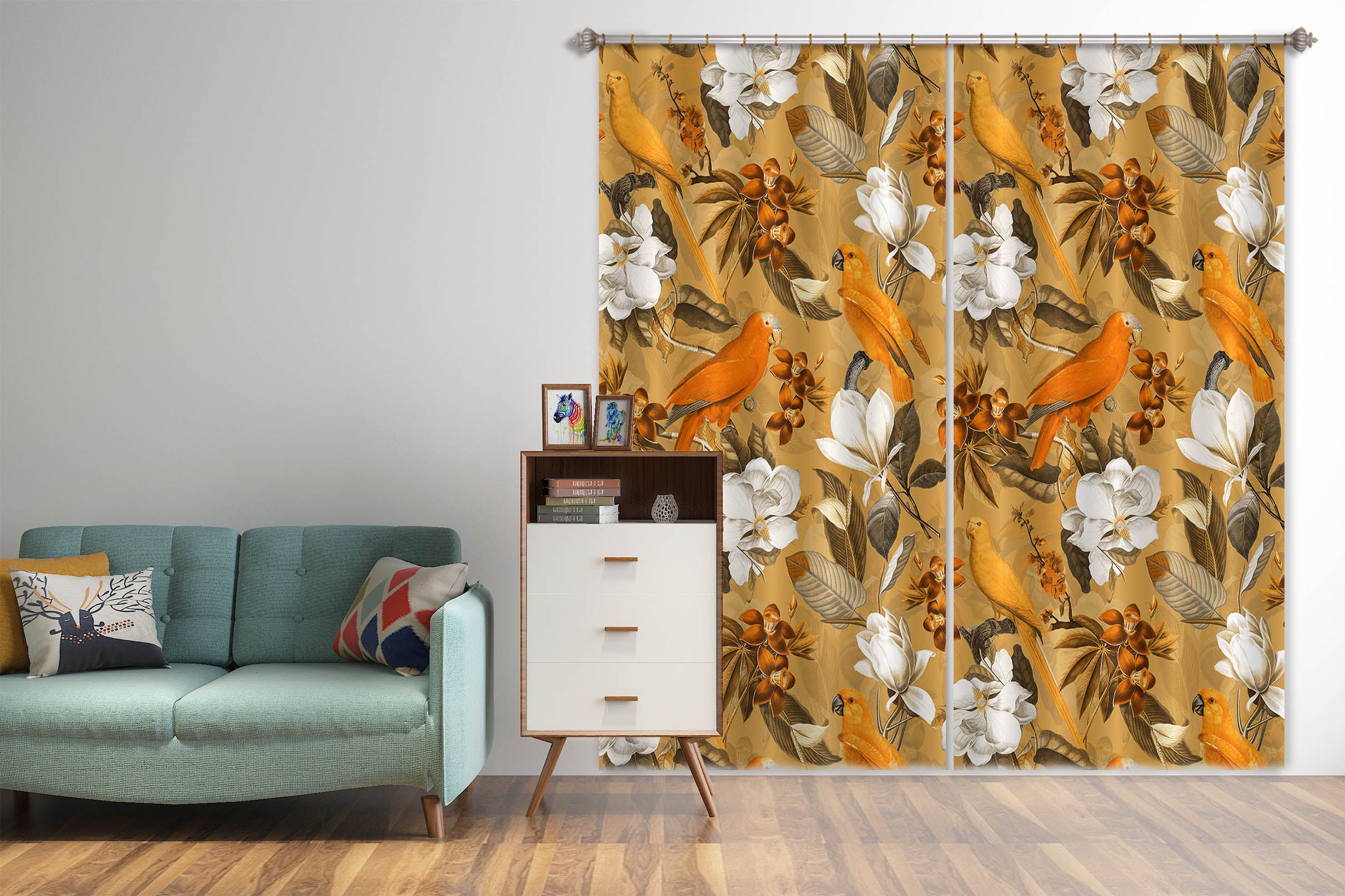 3D Flowers Leaves 185 Uta Naumann Curtain Curtains Drapes