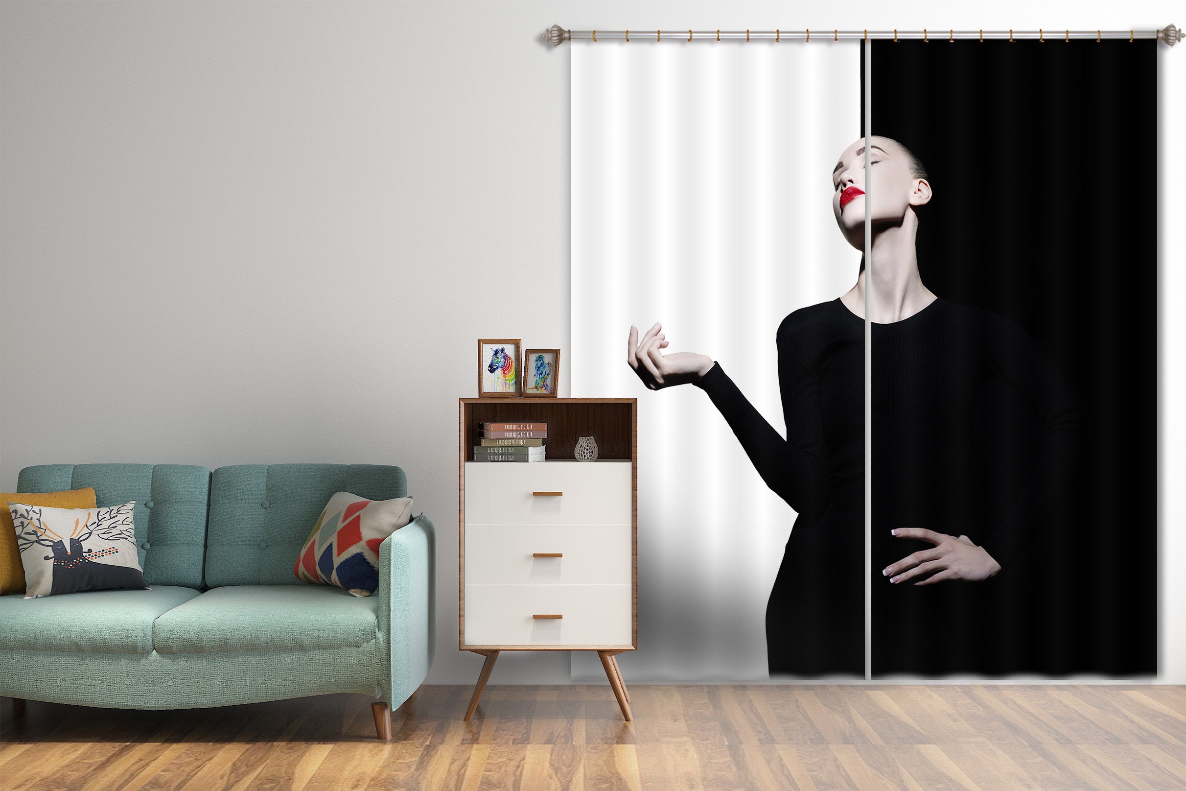3D Elegant Girl 777 Curtains Drapes