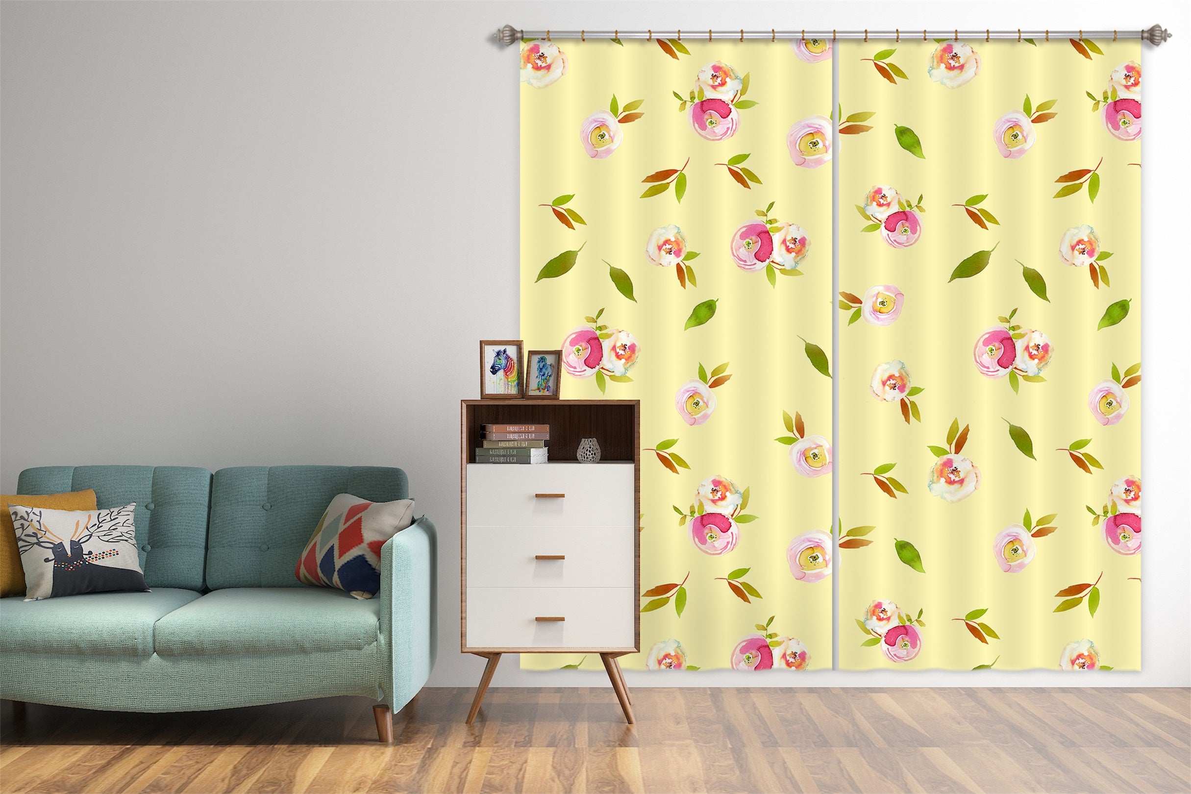 3D Yellow Flower 155 Uta Naumann Curtain Curtains Drapes