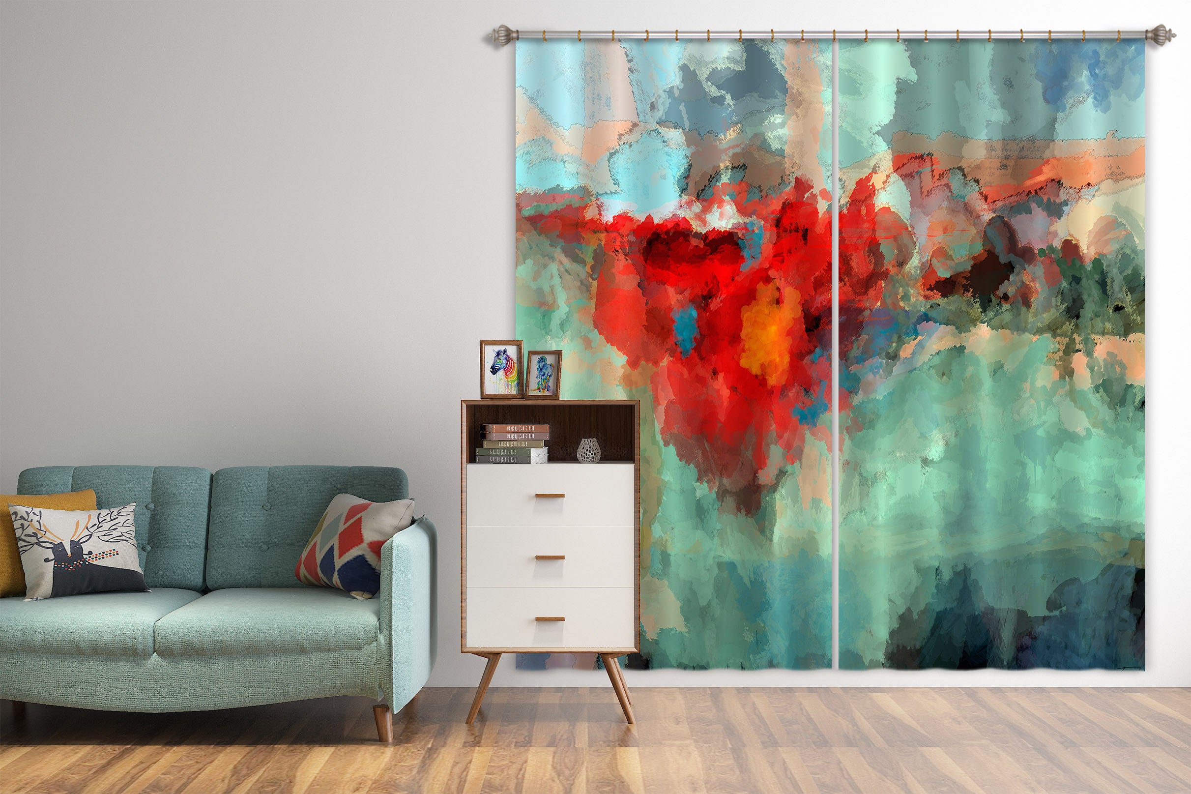 3D Red Smoke 247 Michael Tienhaara Curtain Curtains Drapes