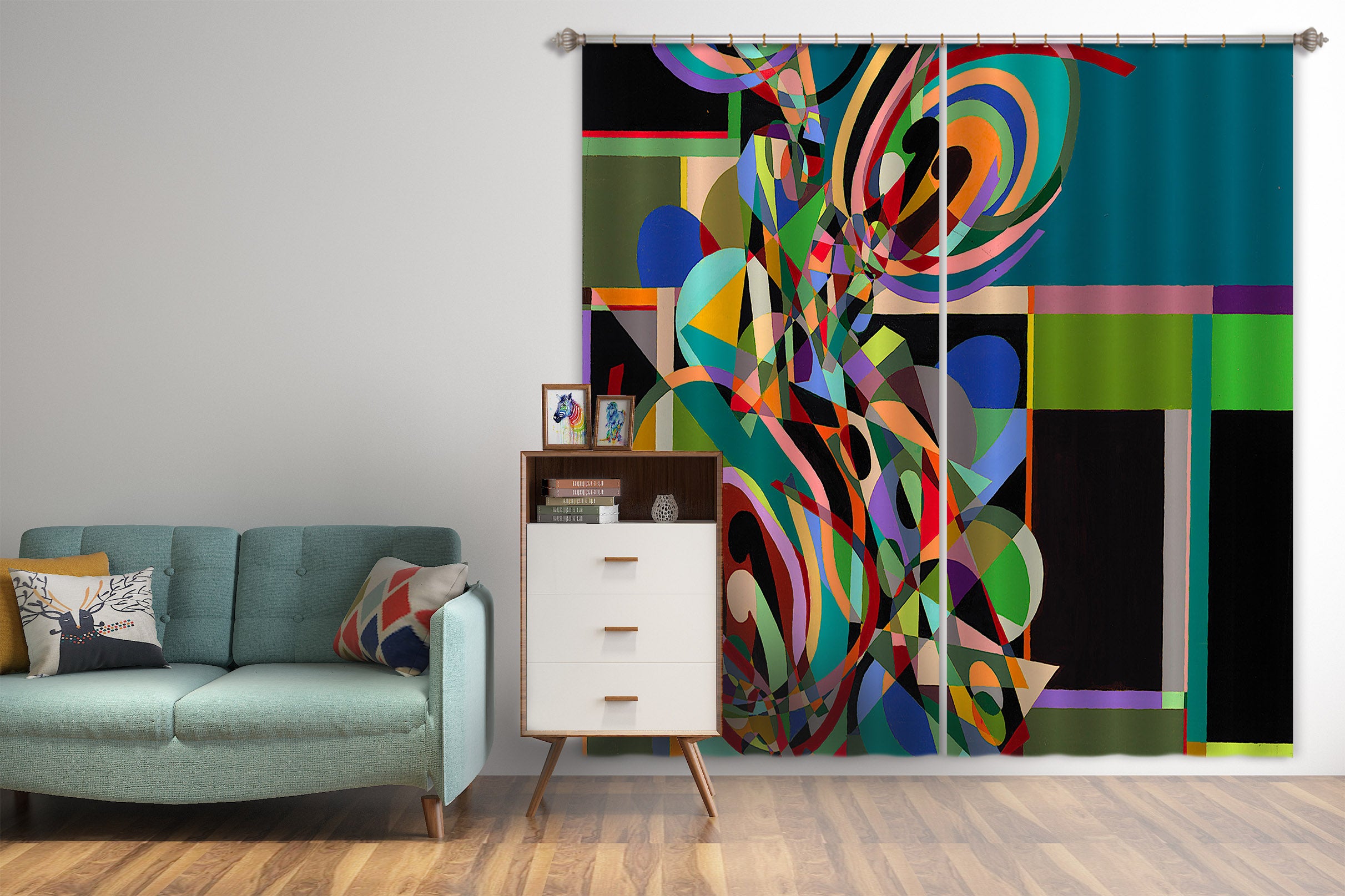 3D Color Origami 222 Allan P. Friedlander Curtain Curtains Drapes