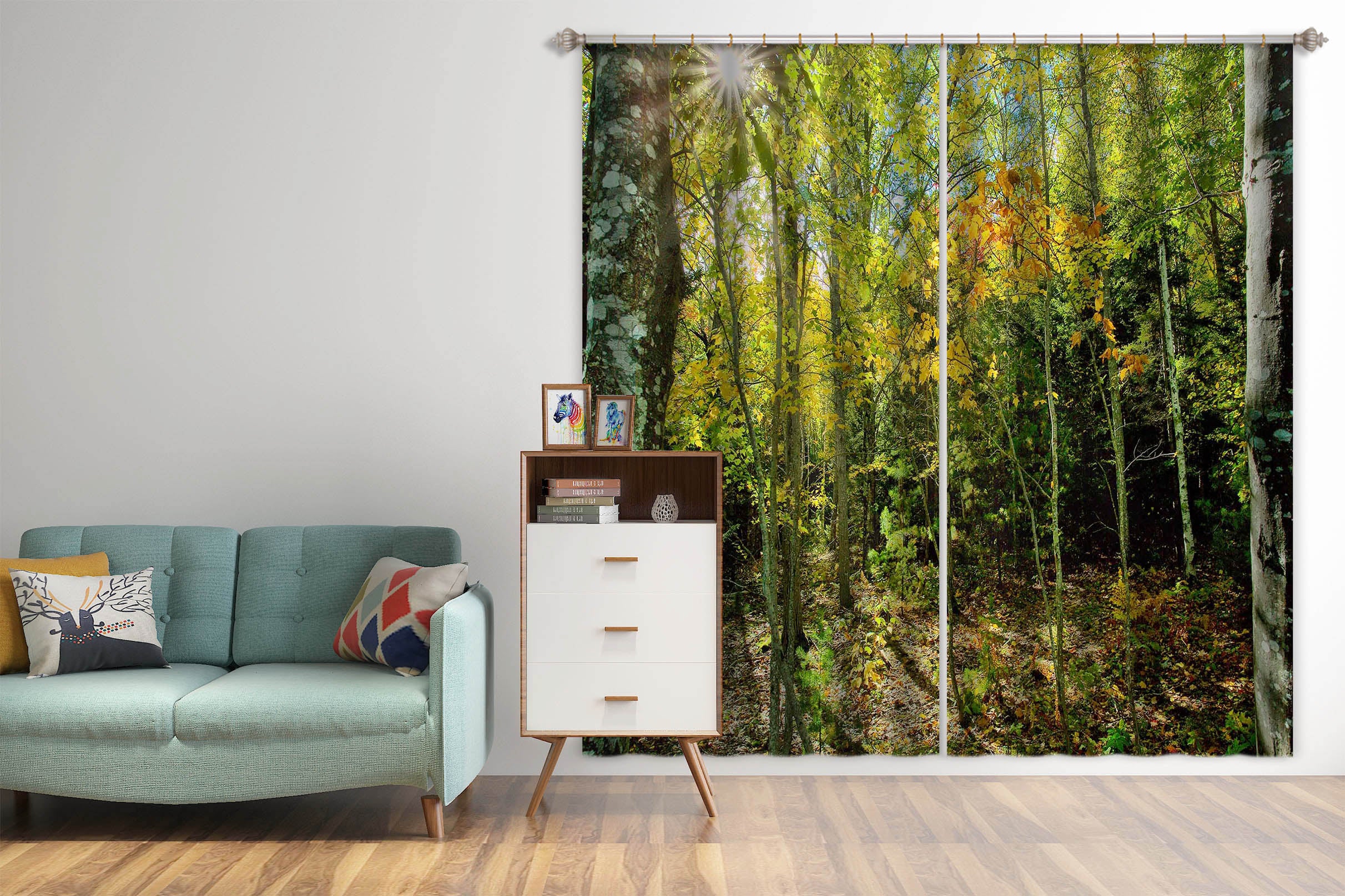 3D Fall In The Forest 62141 Kathy Barefield Curtain Curtains Drapes