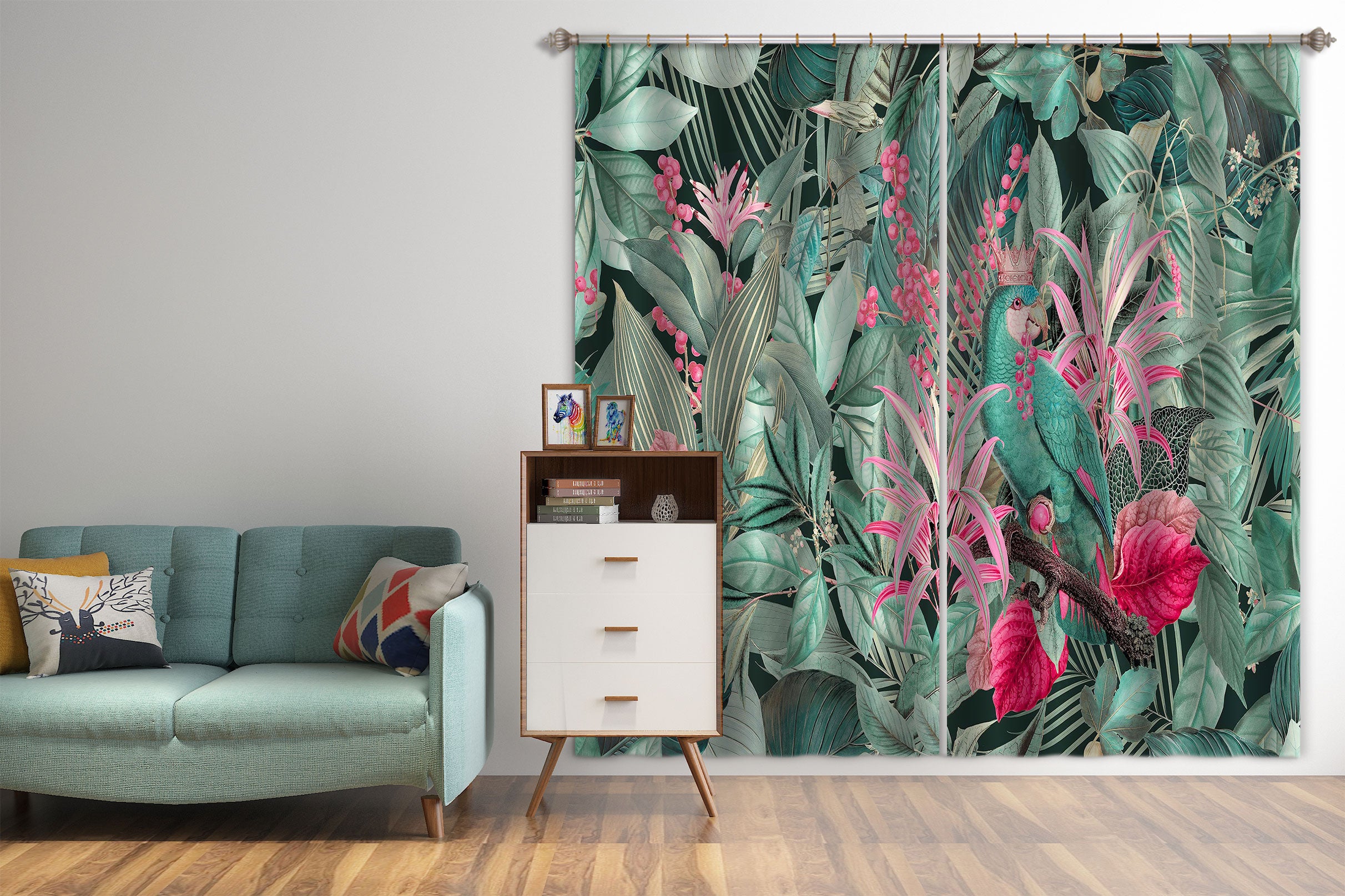 3D Parrot Cherry 003 Andrea haase Curtain Curtains Drapes