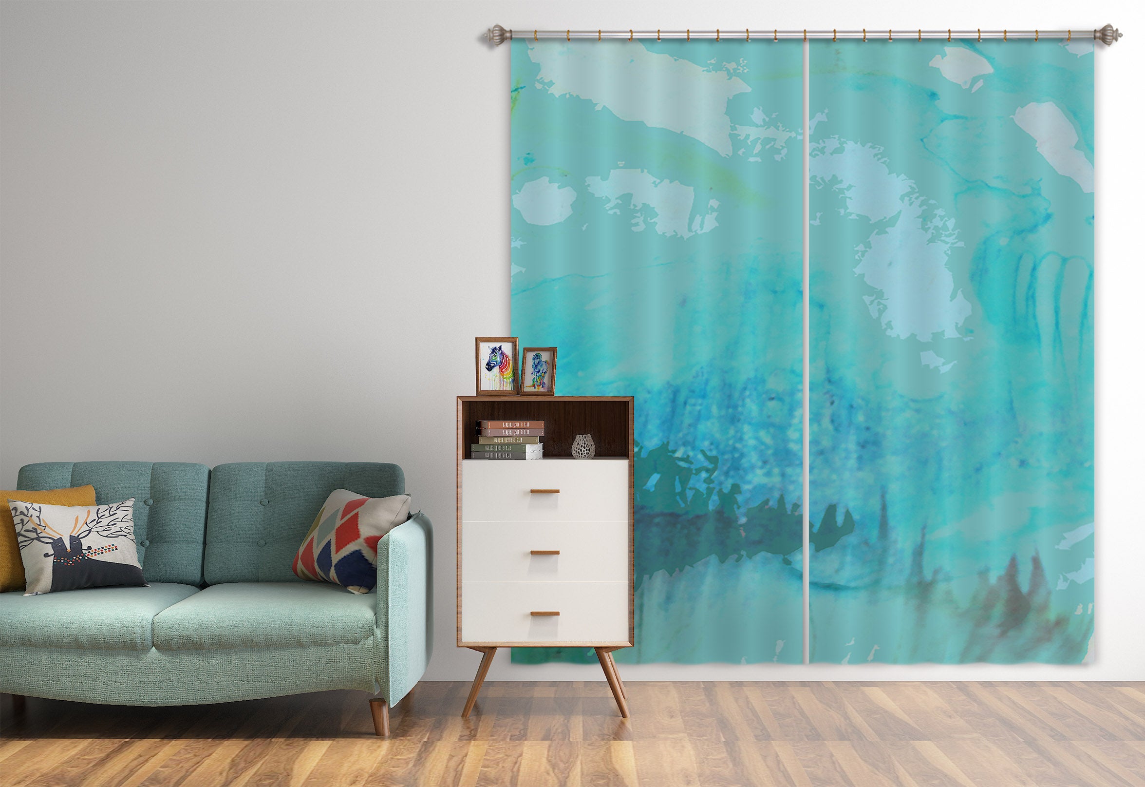3D Blue Calm 71057 Shandra Smith Curtain Curtains Drapes