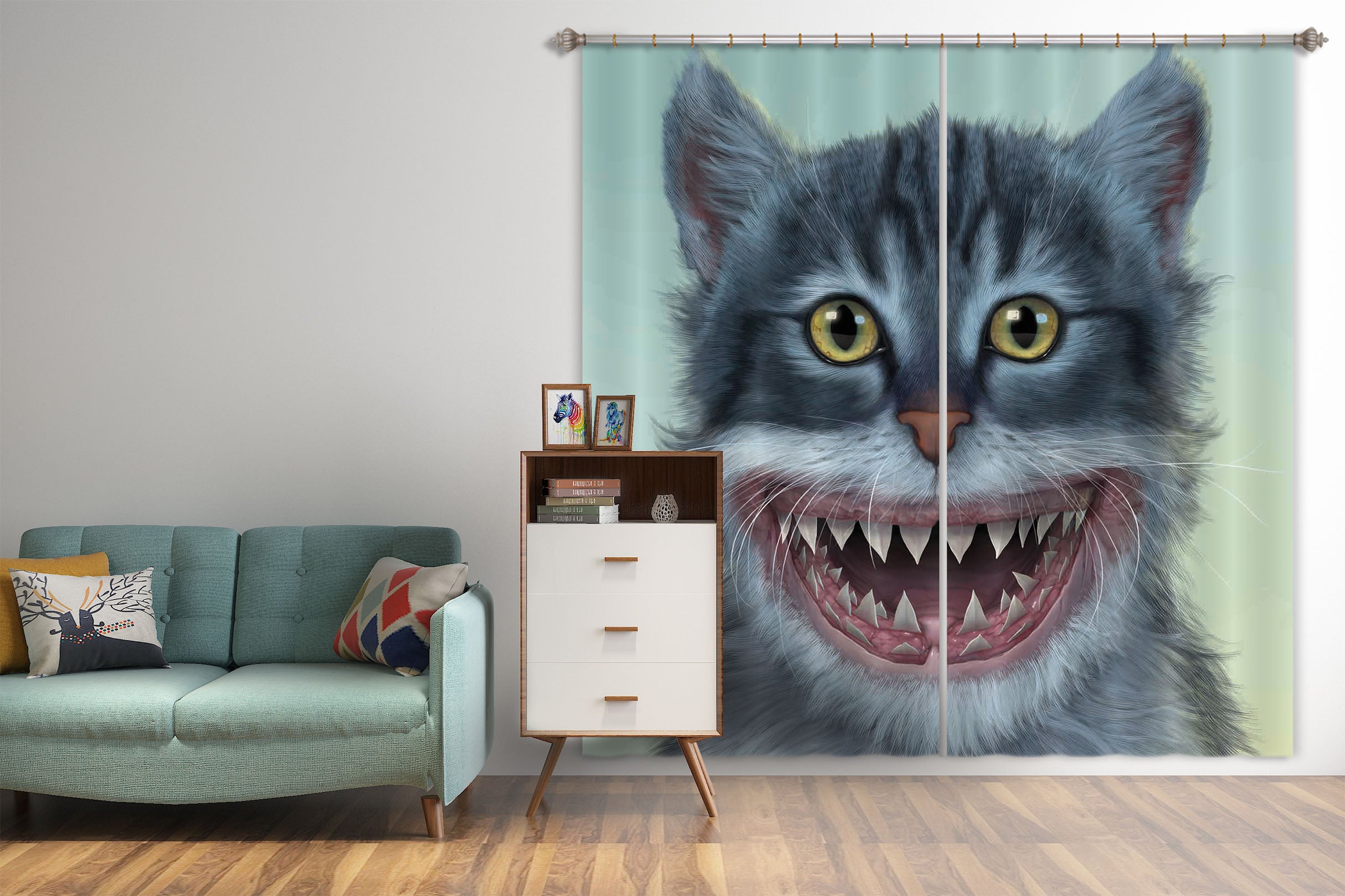 3D Sharkitten 071 Vincent Hie Curtain Curtains Drapes