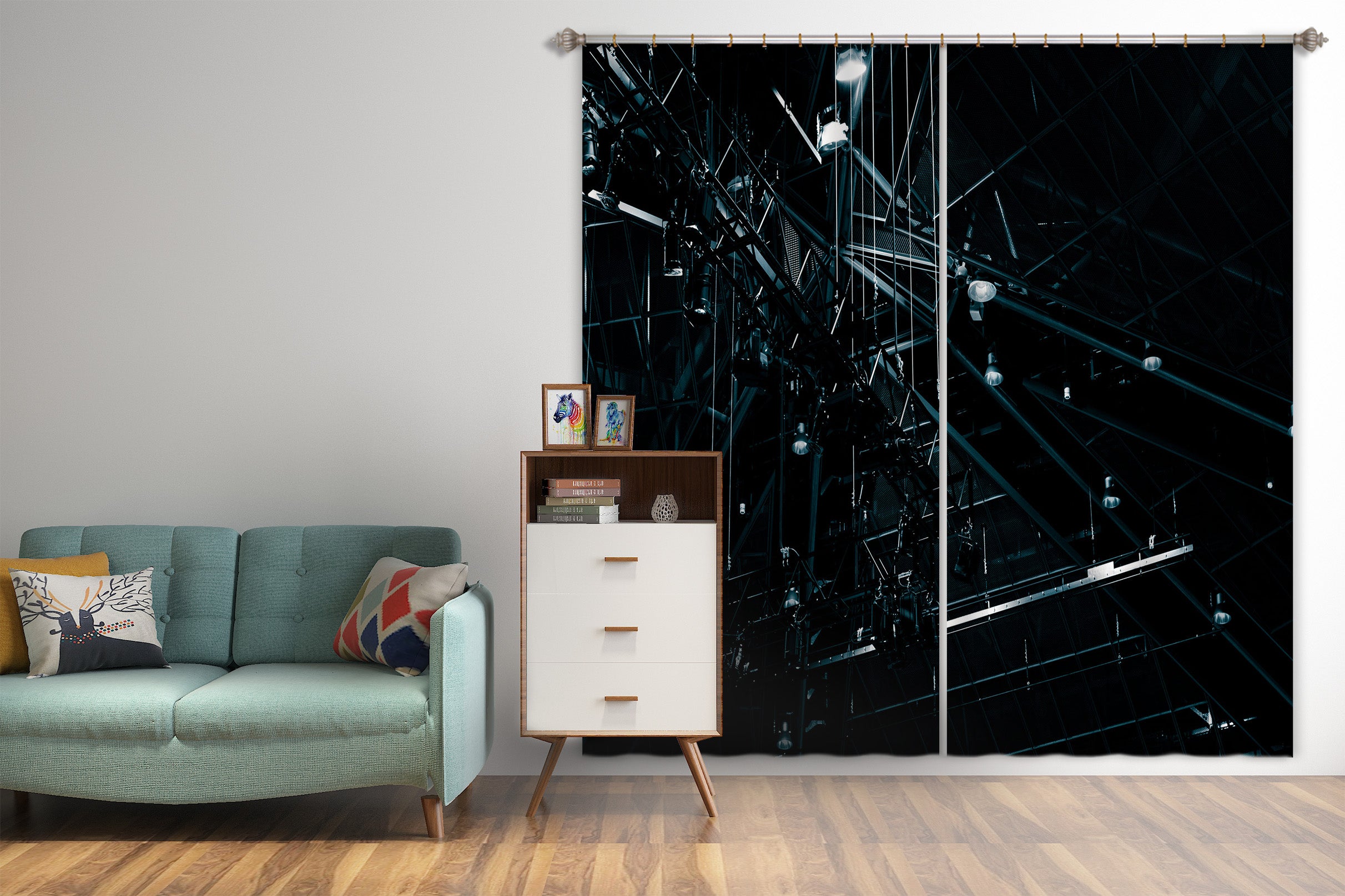 3D Night Lights 050 Noirblanc777 Curtain Curtains Drapes