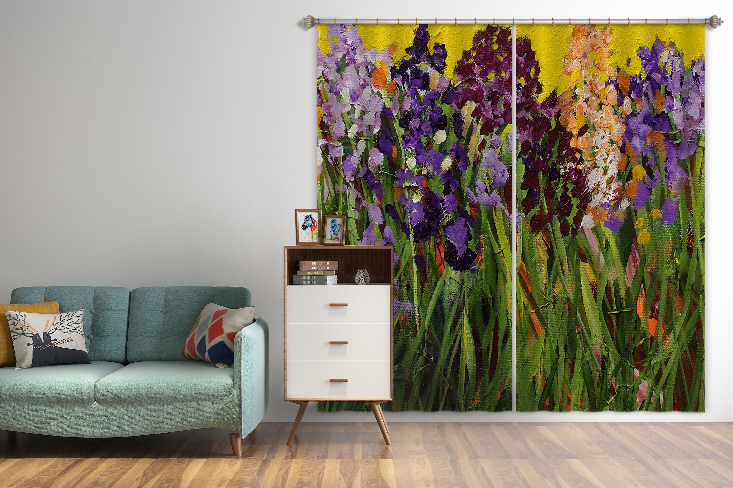 3D Purple Wild Flower 261 Allan P. Friedlander Curtain Curtains Drapes