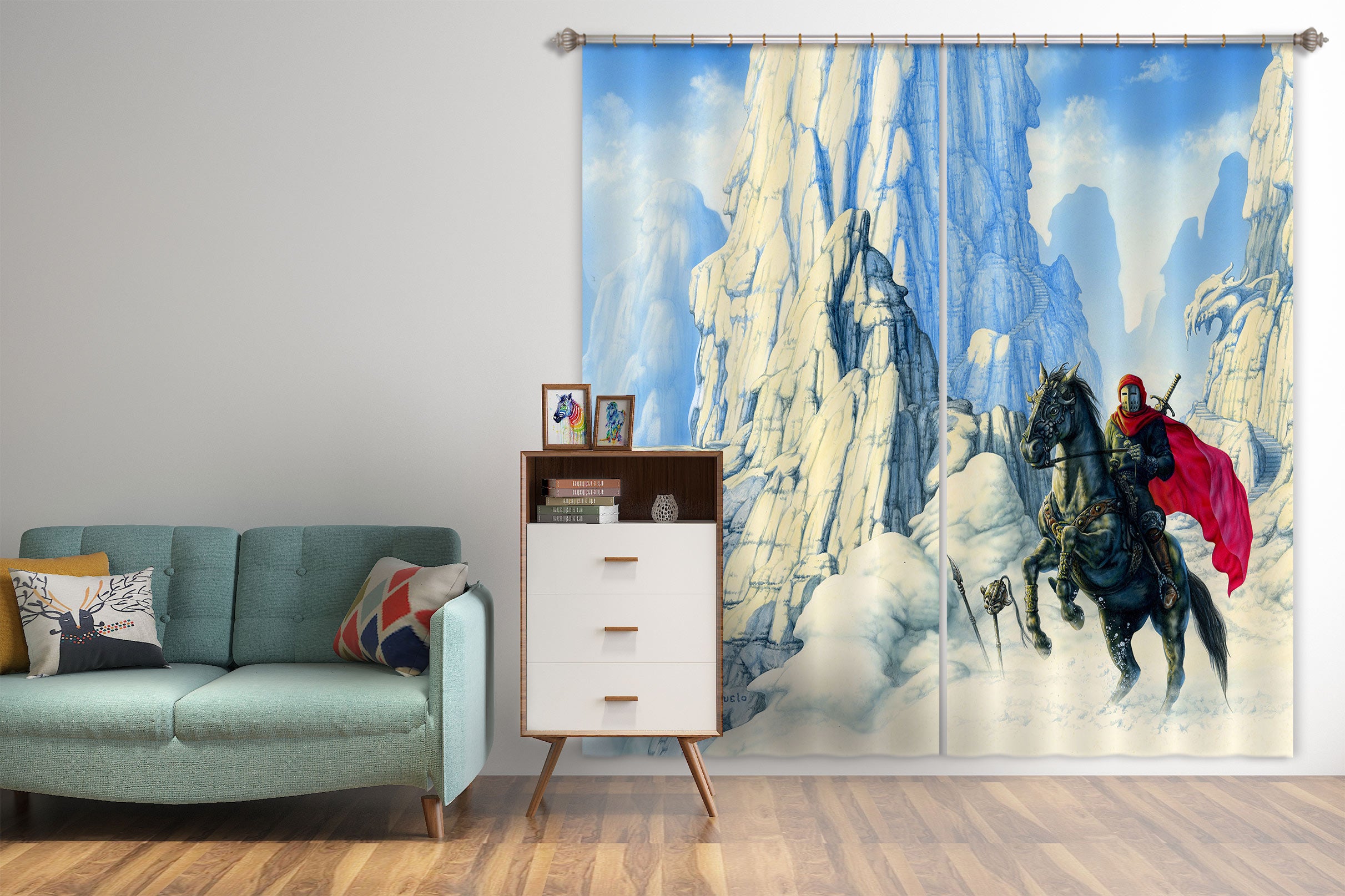 3D Rock Knight 7157 Ciruelo Curtain Curtains Drapes
