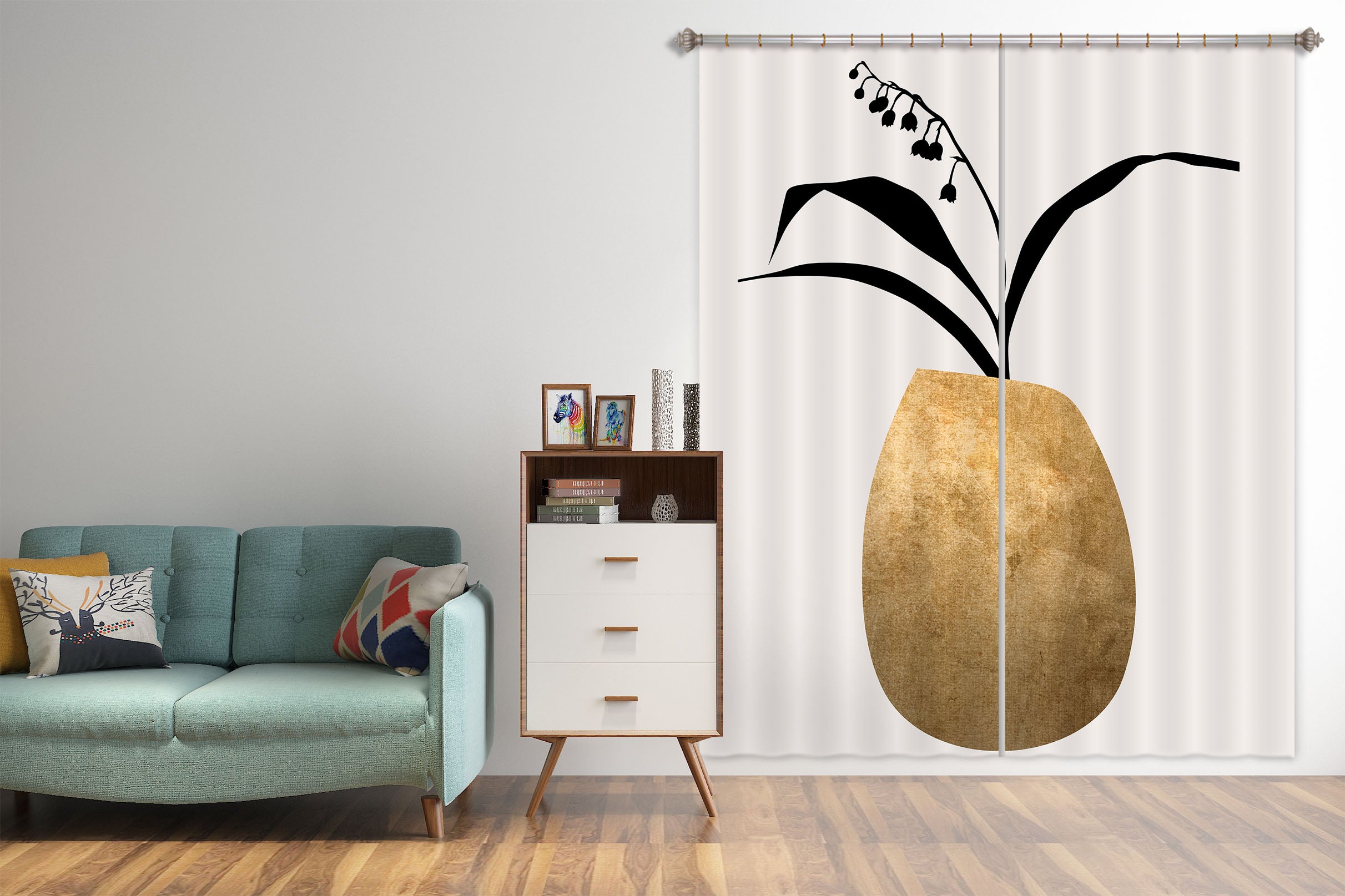 3D Black Trumpet Flower 1136 Boris Draschoff Curtain Curtains Drapes