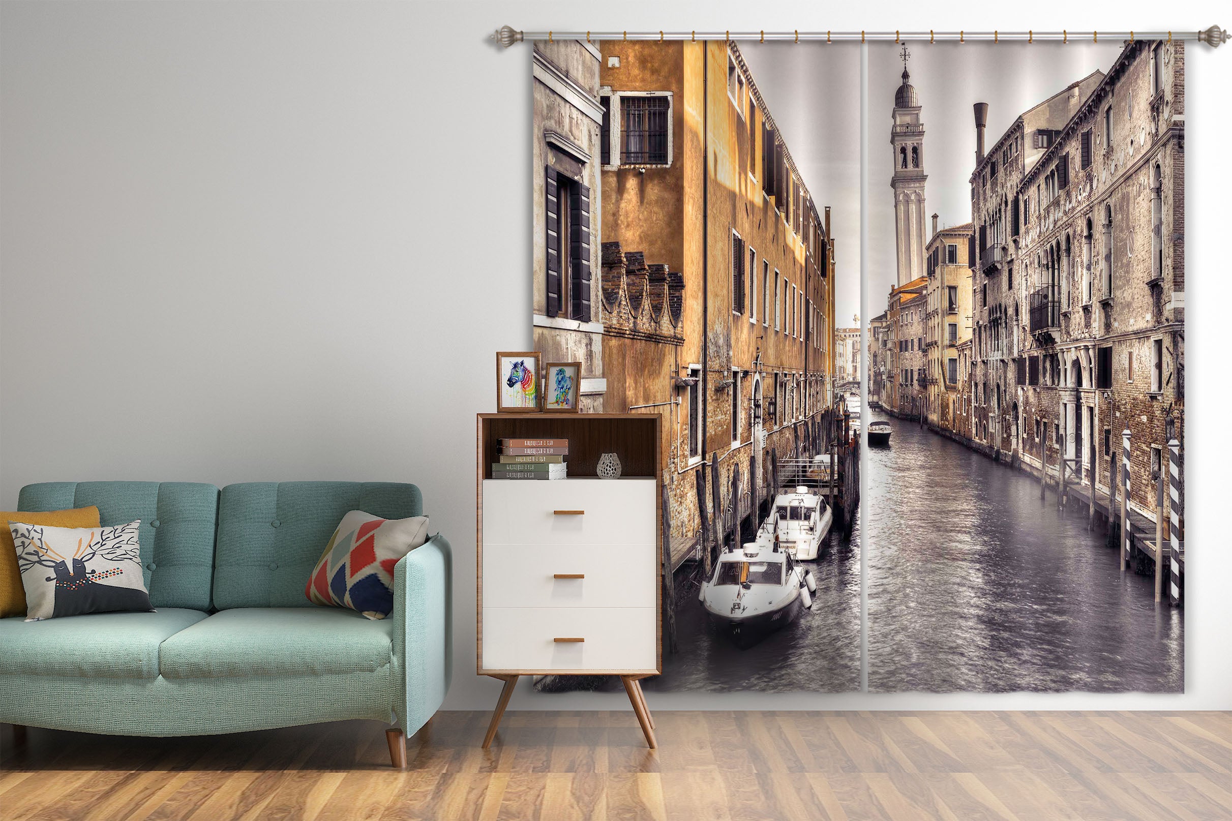 3D River Boat 005 Assaf Frank Curtain Curtains Drapes