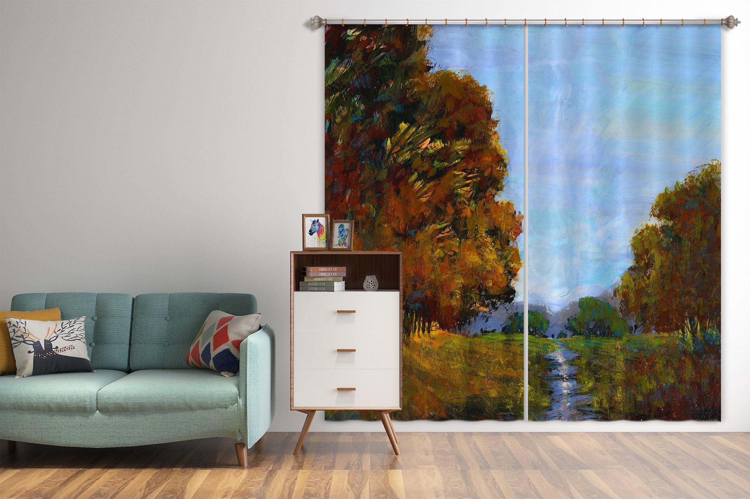 3D Winding River 217 Michael Tienhaara Curtain Curtains Drapes