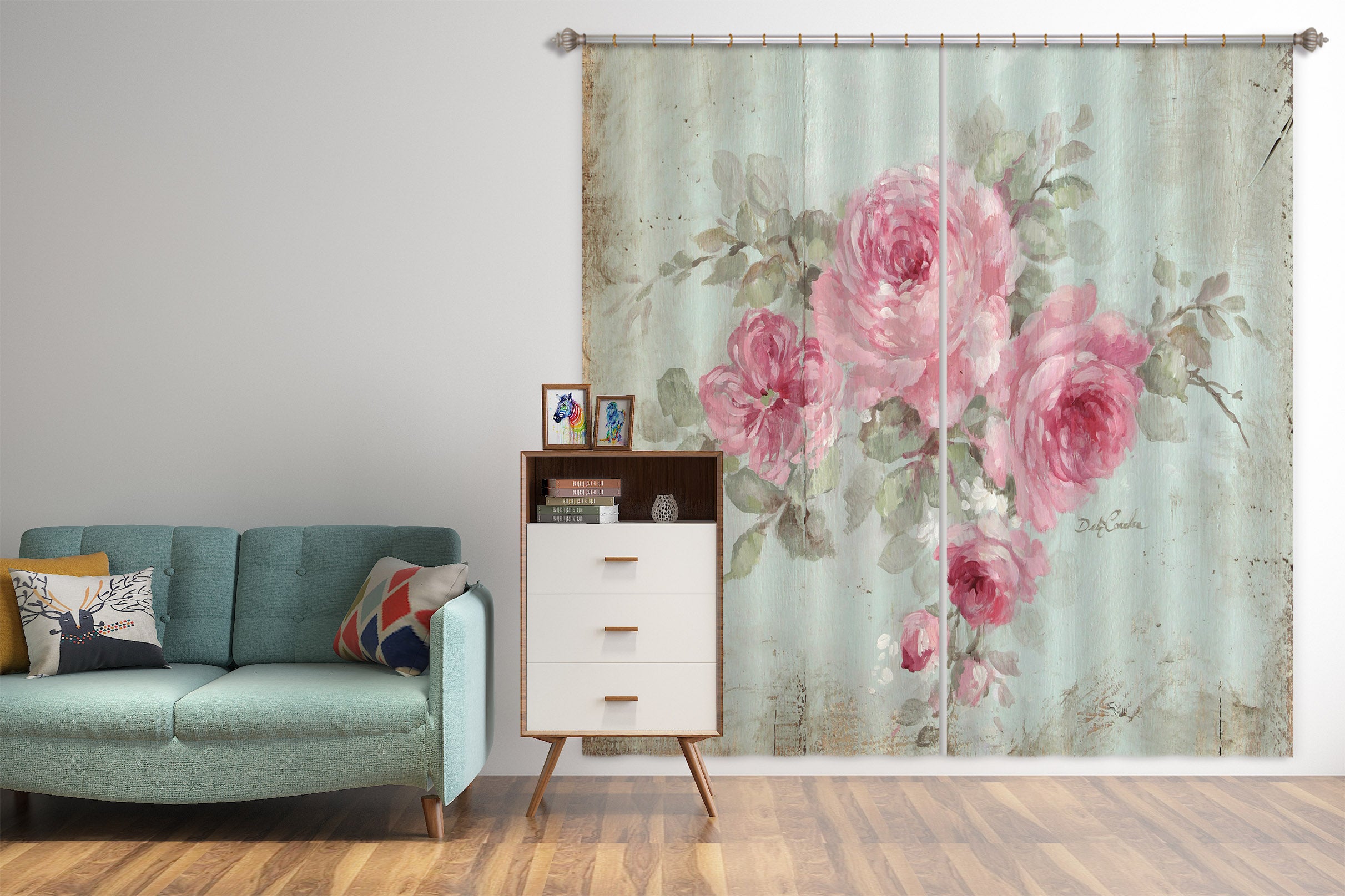 3D Pink Flower 3067 Debi Coules Curtain Curtains Drapes