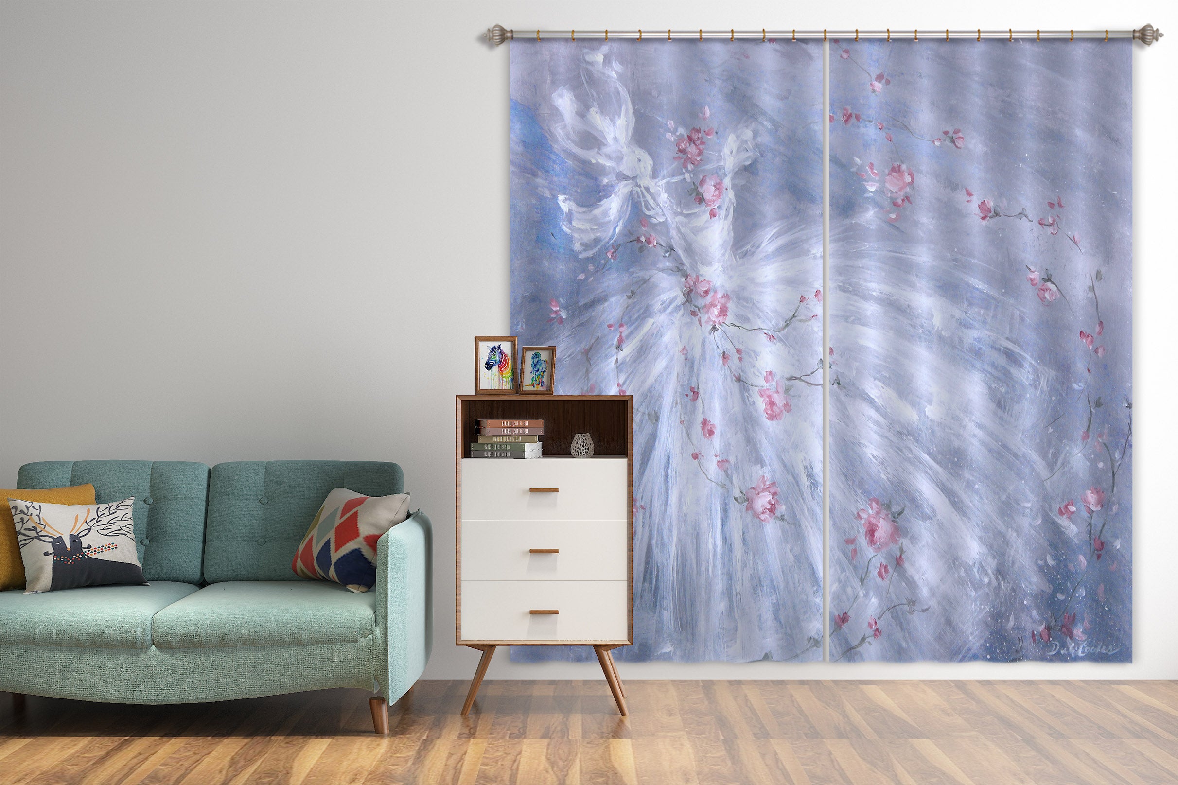 3D White Gauze Flower 3021 Debi Coules Curtain Curtains Drapes