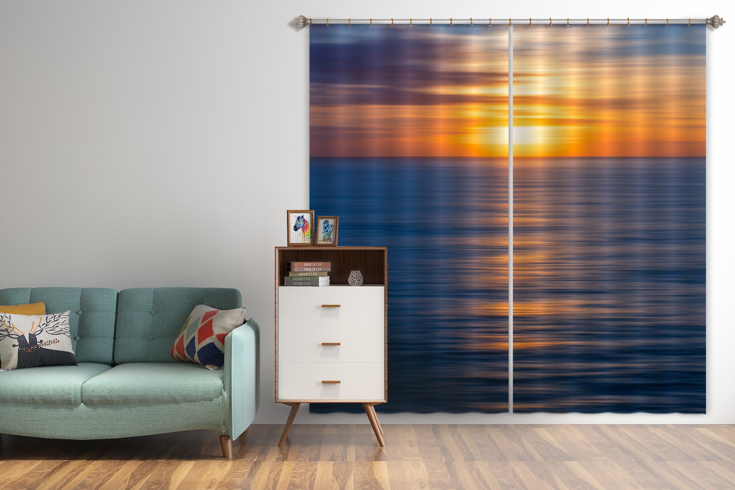 3D Sunset Sea 199 Marco Carmassi Curtain Curtains Drapes
