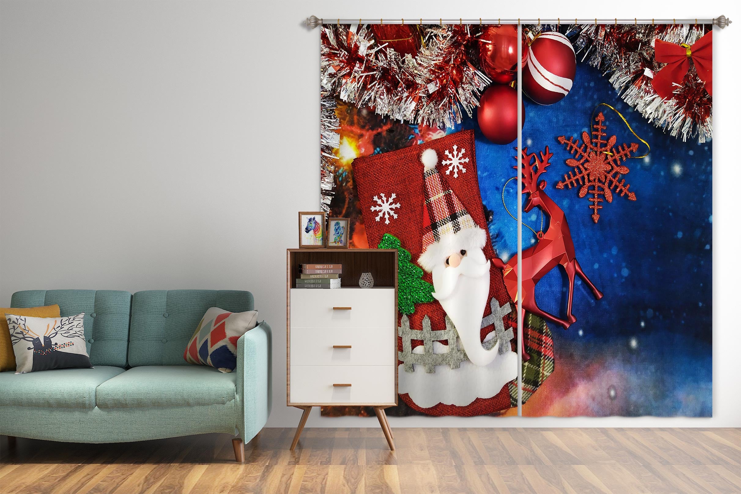 3D Santa Claus 53150 Christmas Curtains Drapes Xmas