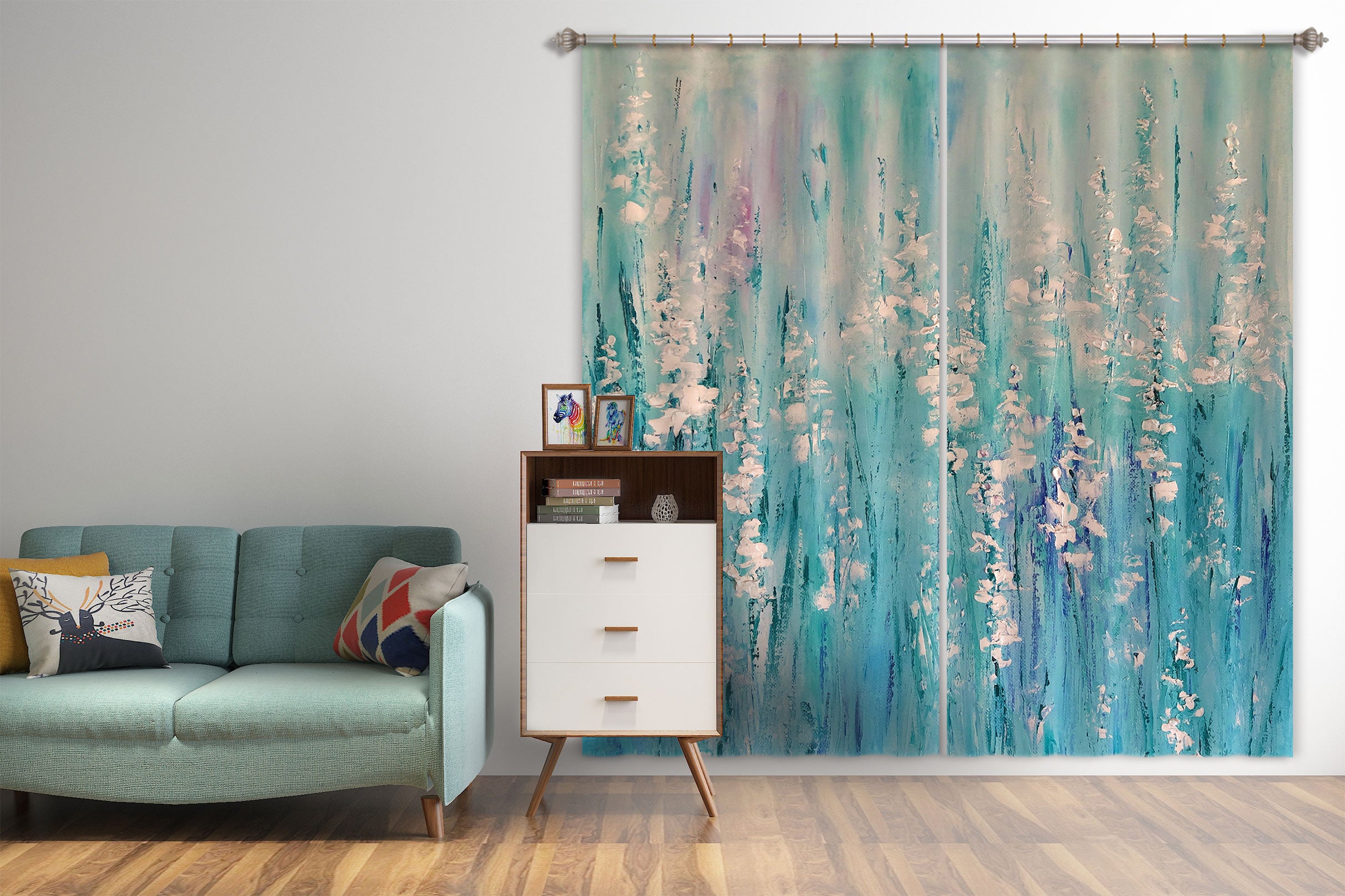 3D White Wildflowers 399 Skromova Marina Curtain Curtains Drapes