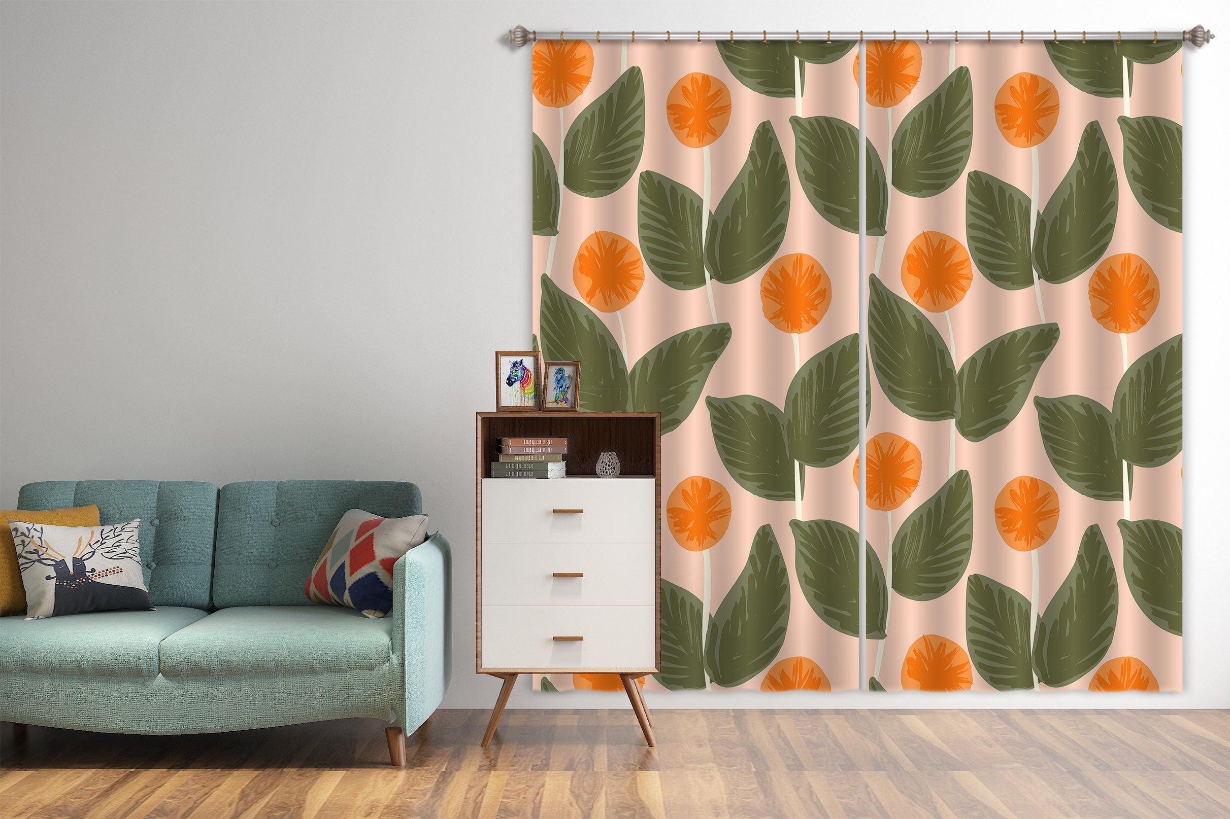 3D Orange Circle Flowers 11176 Kashmira Jayaprakash Curtain Curtains Drapes