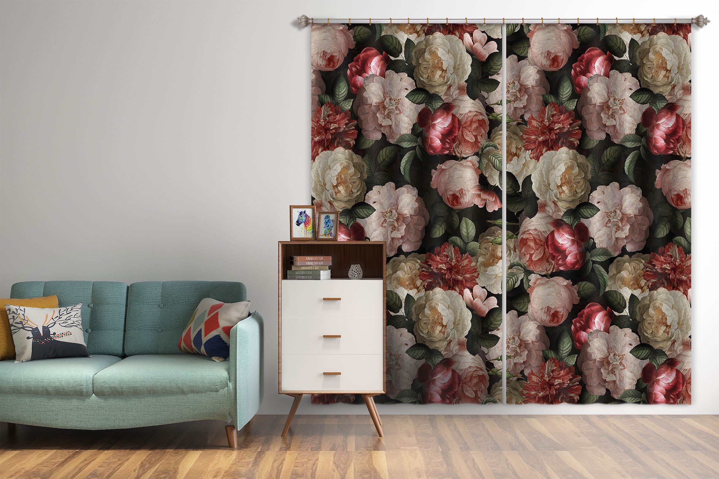 3D Bright Rose 113 Uta Naumann Curtain Curtains Drapes