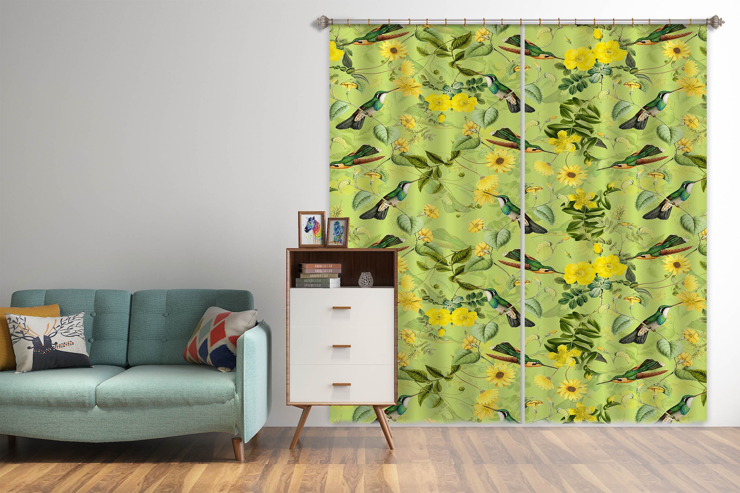 3D Golden Flowers 145 Uta Naumann Curtain Curtains Drapes