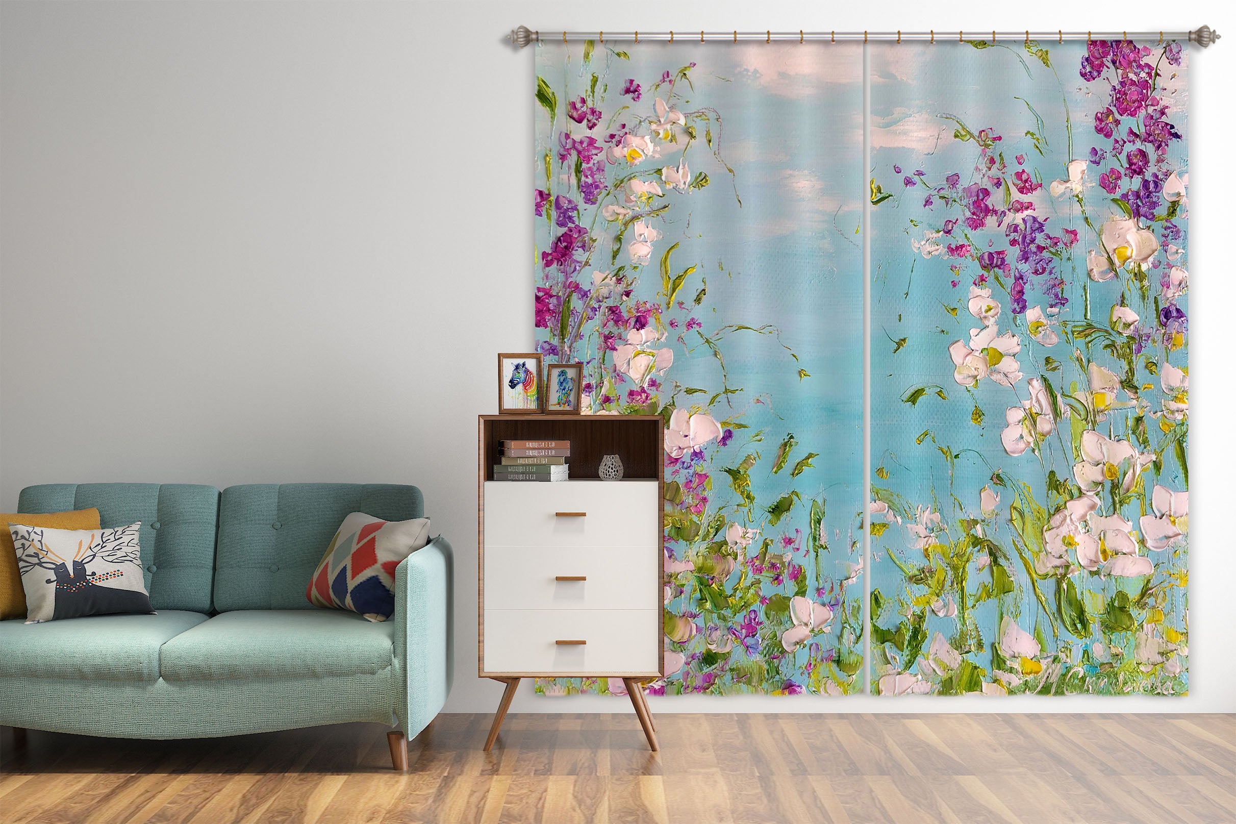 3D Paint Flower Sky 2338 Skromova Marina Curtain Curtains Drapes