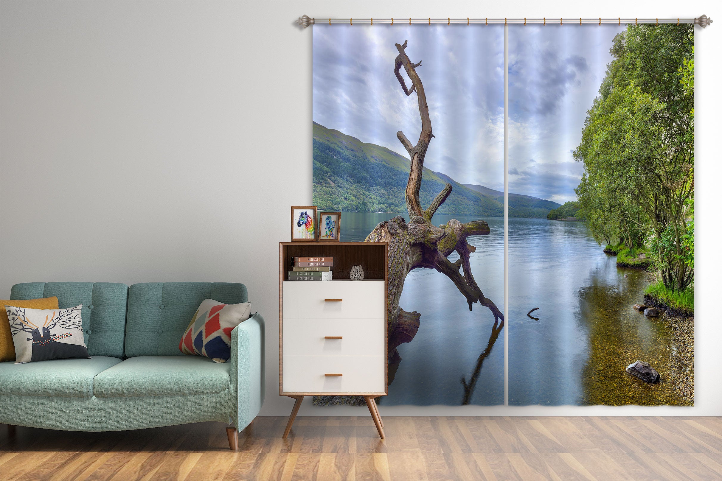 3D Scottish Loch 043 Assaf Frank Curtain Curtains Drapes