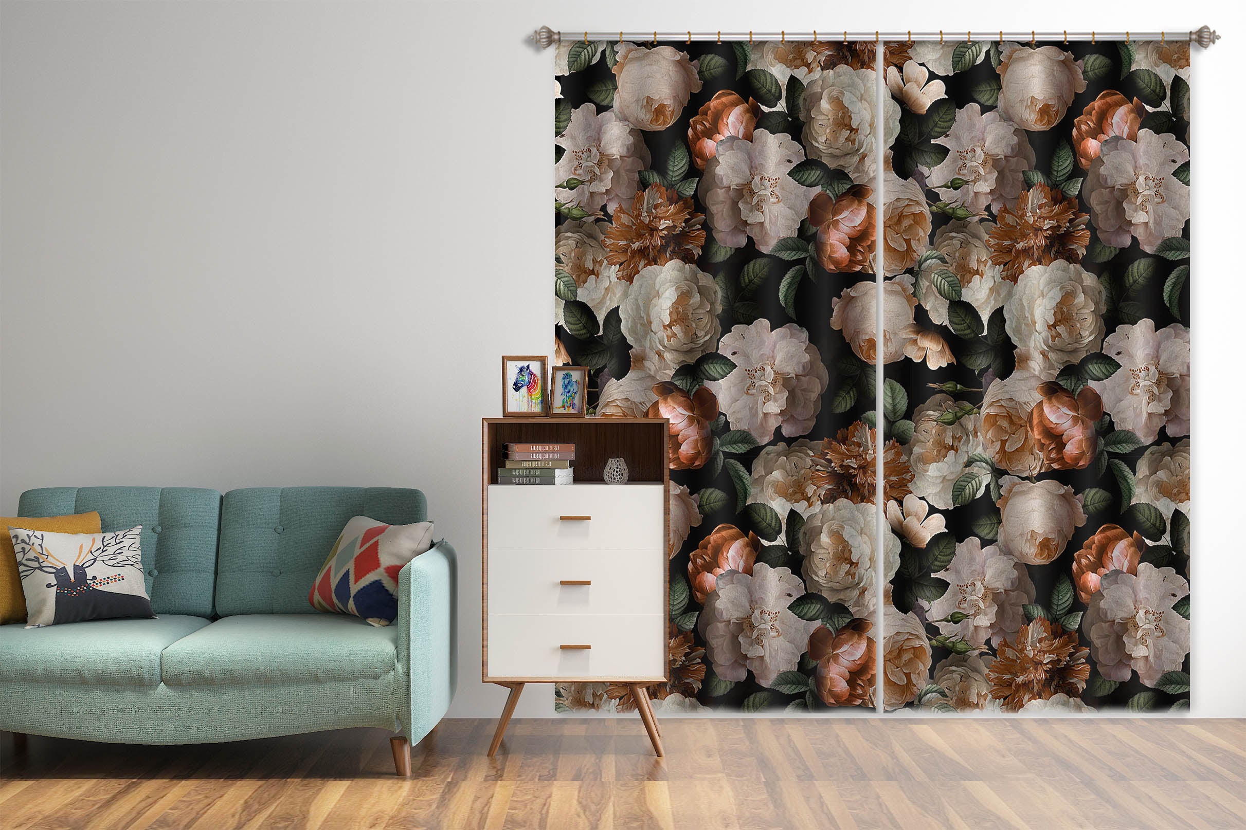 3D Flower Cluster 112 Uta Naumann Curtain Curtains Drapes